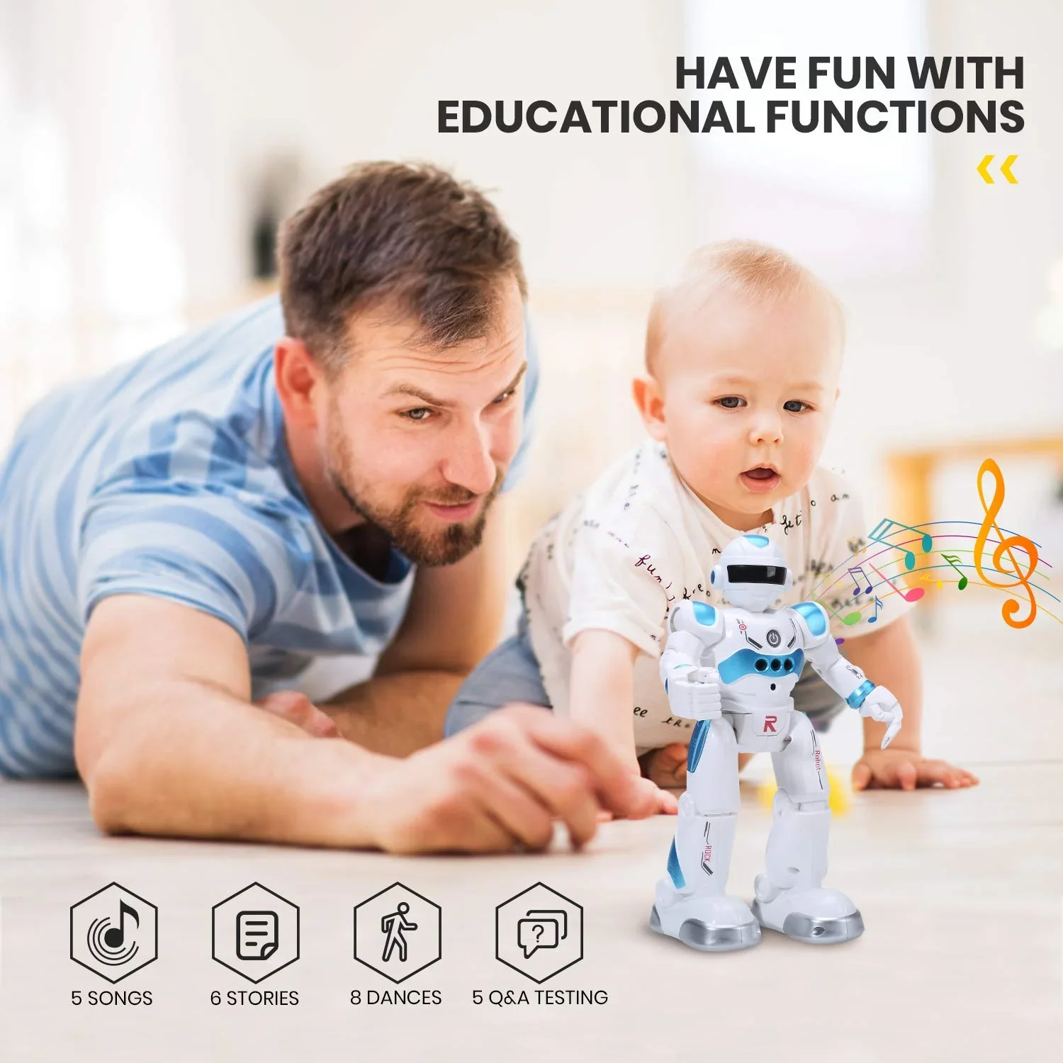 Babyltrl Smart Robot Toys with Remote Control for Kids, Programmable Educational Robot Toy with Gesture Control with 6 Floors for Boys and Girls Over 3 Years Old, Blue - Image 3