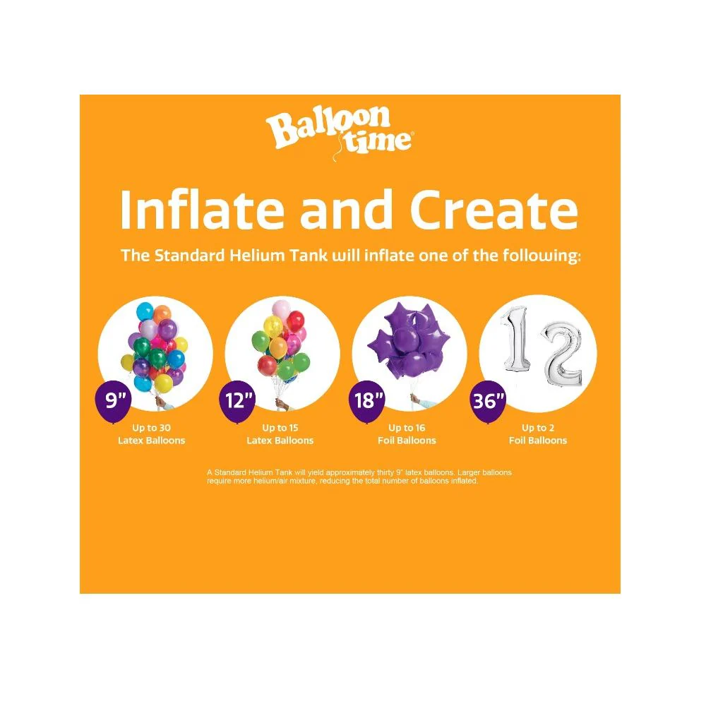 Balloon Time 12in Jumbo Helium Tank Kit with Colorful Latex Balloons - Image 3