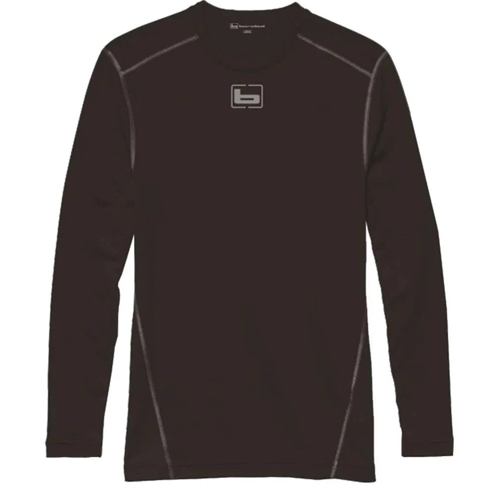 Banded Base Synthetic Top, Long Sleeve Base Layer with Brushed Heat Grid, Moisture-Wicking, Quick-Drying, Anti-Odor, Black Coffee, XL, B1030021-BK-XL