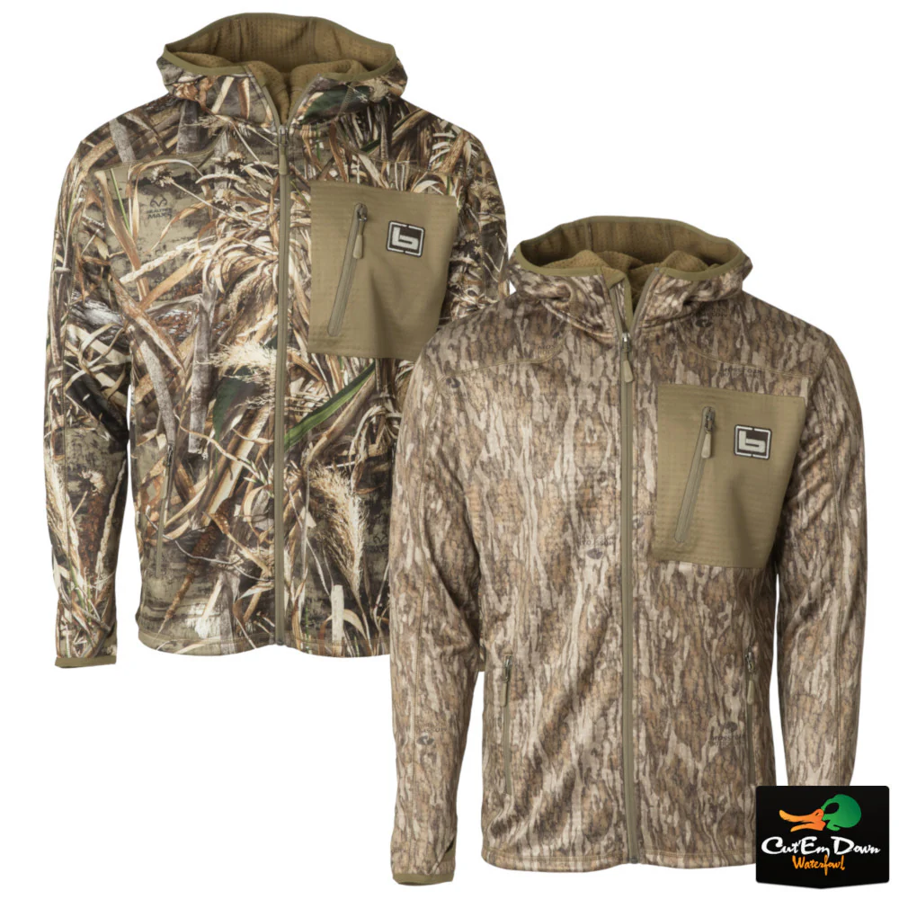 Banded Hooded Mid Layer Fleece Full Zip Jacket - Bottomland - L - Image 3