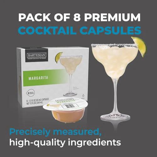Bartesian Margarita Cocktail Mixer Capsules for Cocktail Machine Home Bar Mixology Cocktails Mix Pod Capsule Set To Use With the Bartesian Cocktail Drink Maker Machine Pack of 8