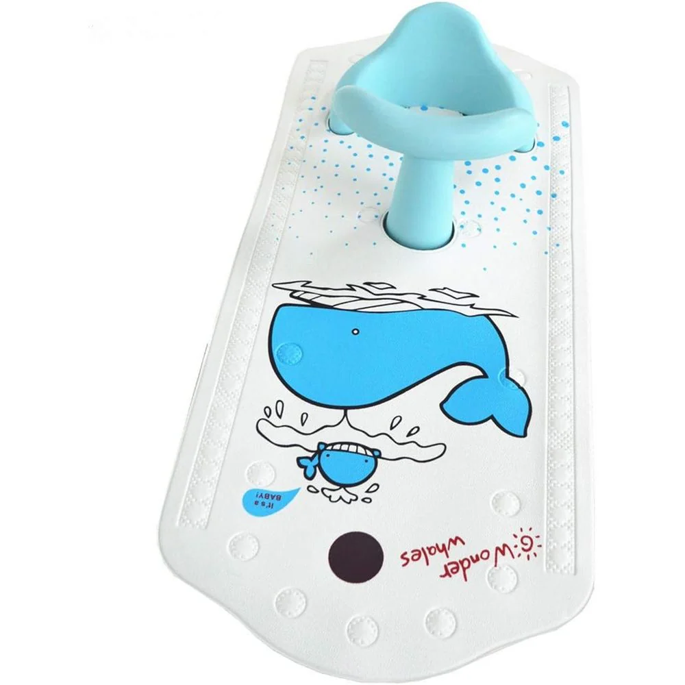 BBCare Baby Non-Slip Safety Bath Seat & Extra Long Bath Mat with Hot Spot Color Change (Blue Whale) - Image 3