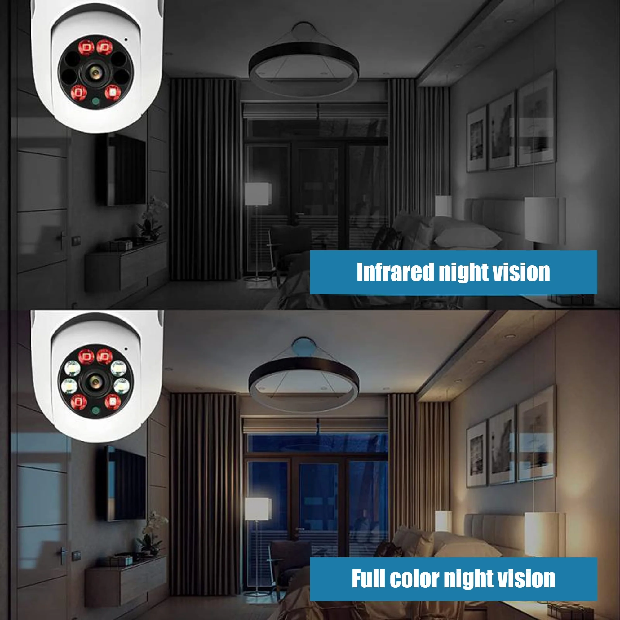 BCOOSS Security Camera Wireless WiFi Light Bulb, 1080P HD, Night Vision, Two-Way Audio, Alarm Siren, E27 Base, 2-Pack - Image 7