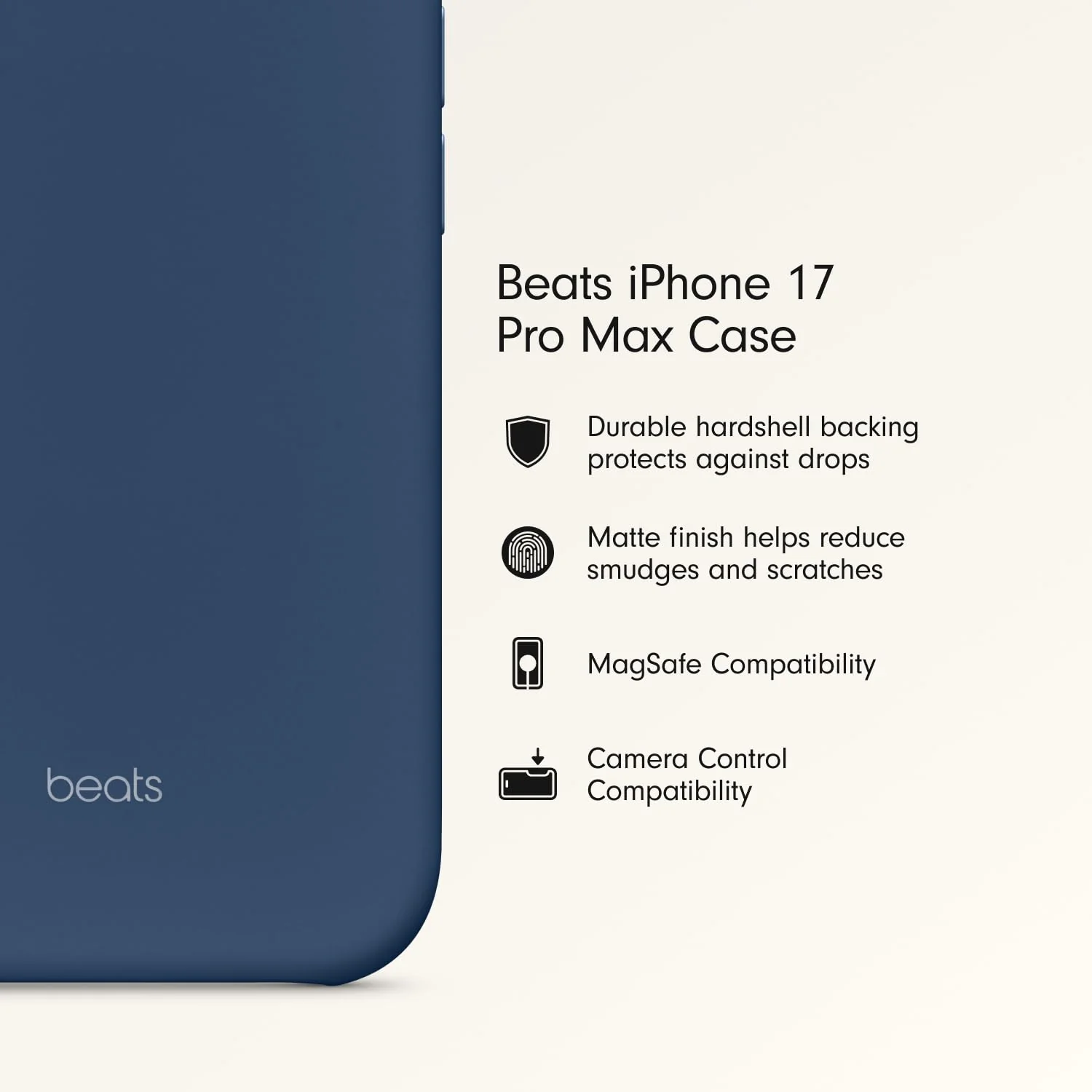Beats iPhone 17 Pro Max Case with MagSafe, Camera Control, Matte Finish, Microfiber Lining, Bedrock Blue - Image 4