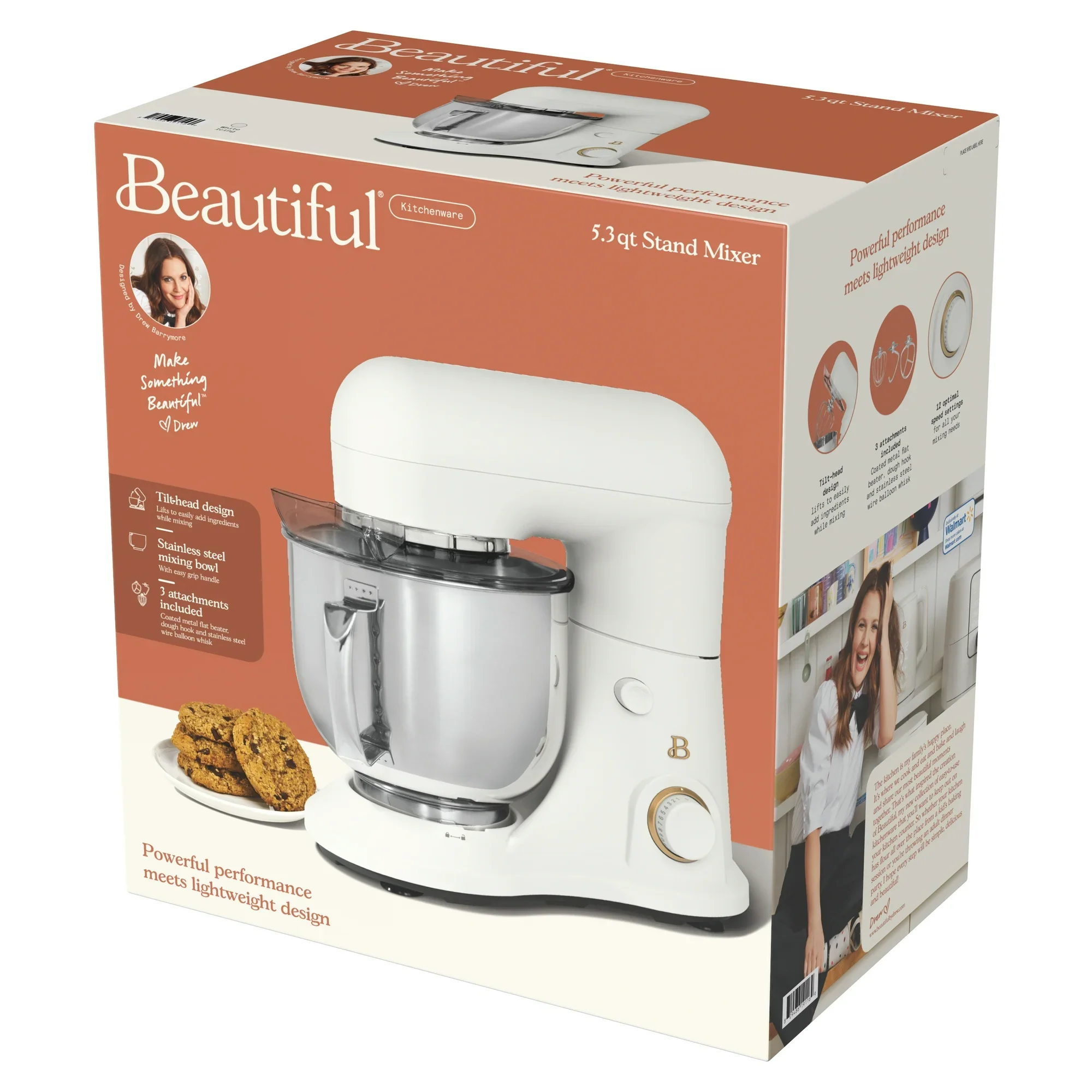 Beautiful 19116 5.3 Qt Stand Mixer, White Icing with Flat Beater, Dough Hook, Balloon Whisk - Image 3