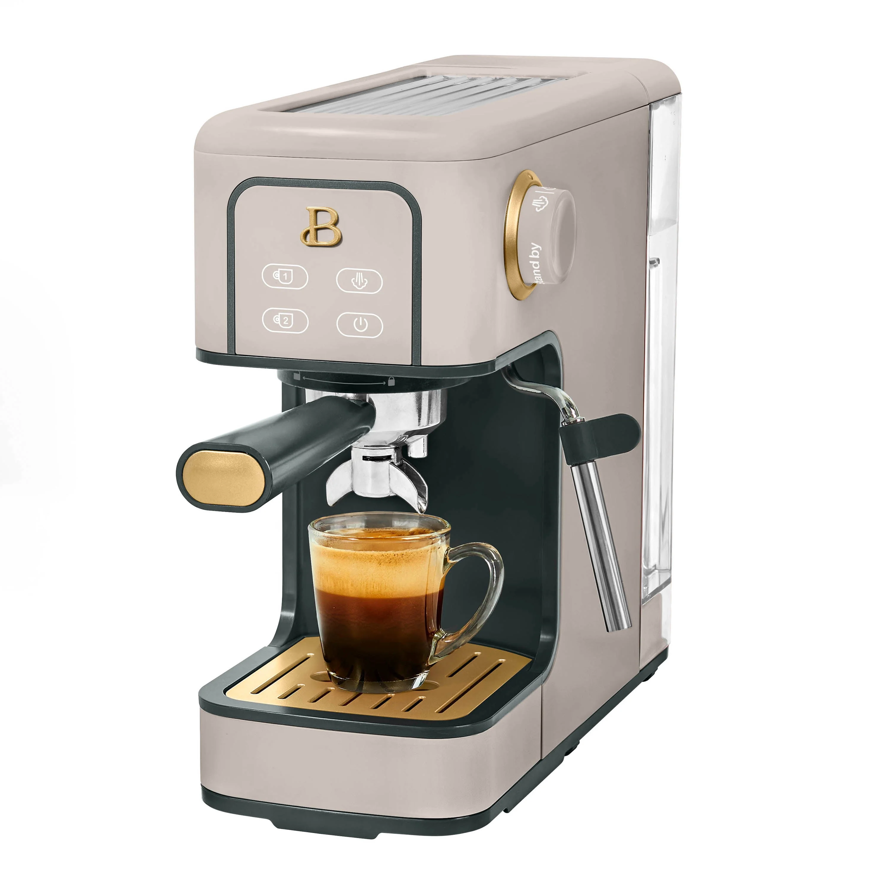 Beautiful 19418 Slim Espresso Maker with 20-Bar Pressure, Porcini Taupe by Drew Barrymore