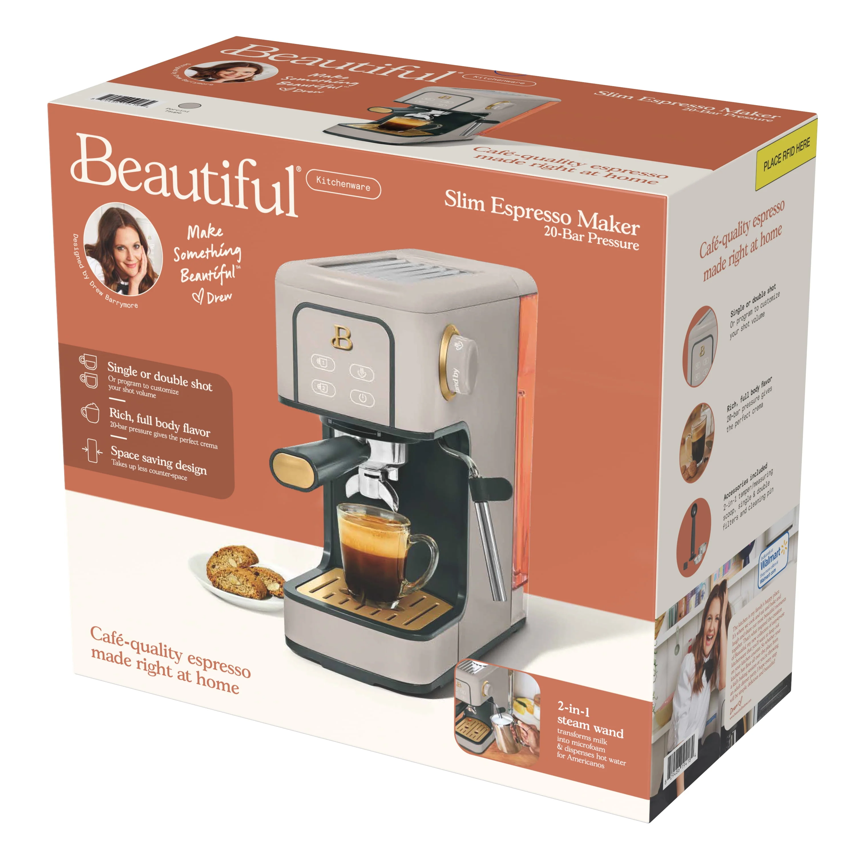 Beautiful 19418 Slim Espresso Maker with 20-Bar Pressure, Porcini Taupe by Drew Barrymore - Image 4
