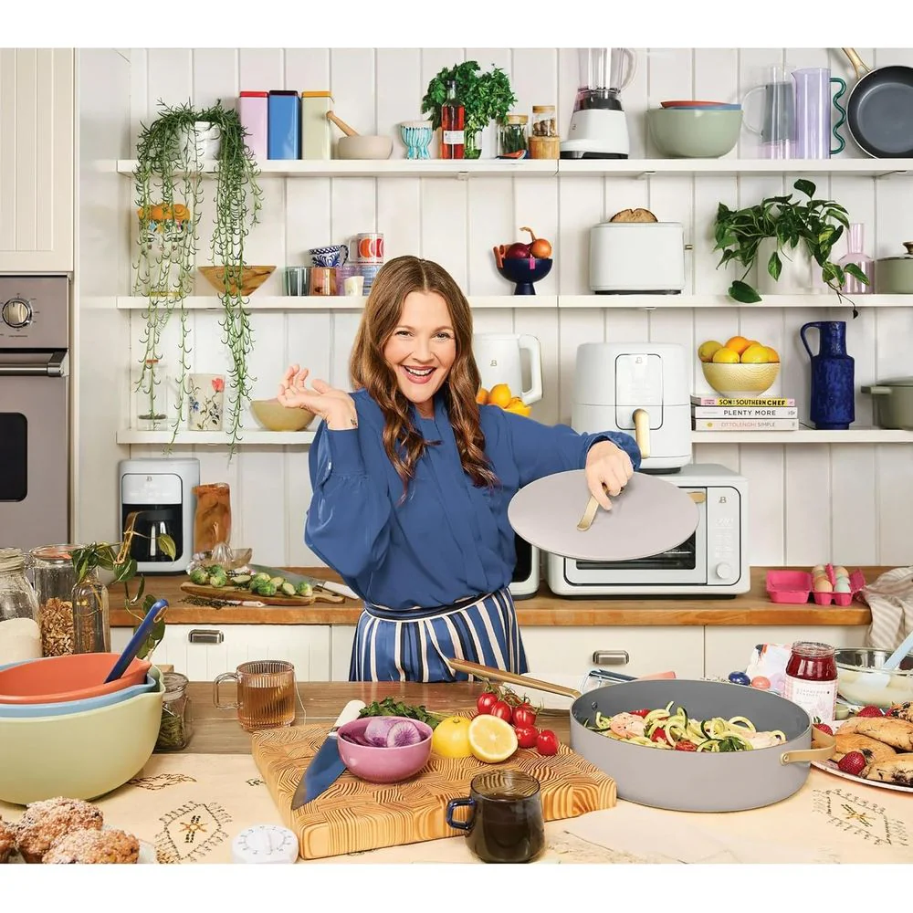 Beautiful 19516 12-Piece Bakeware & Kitchen Tools Set, Porcini Taupe By Drew Barrymore, Grey - Image 2