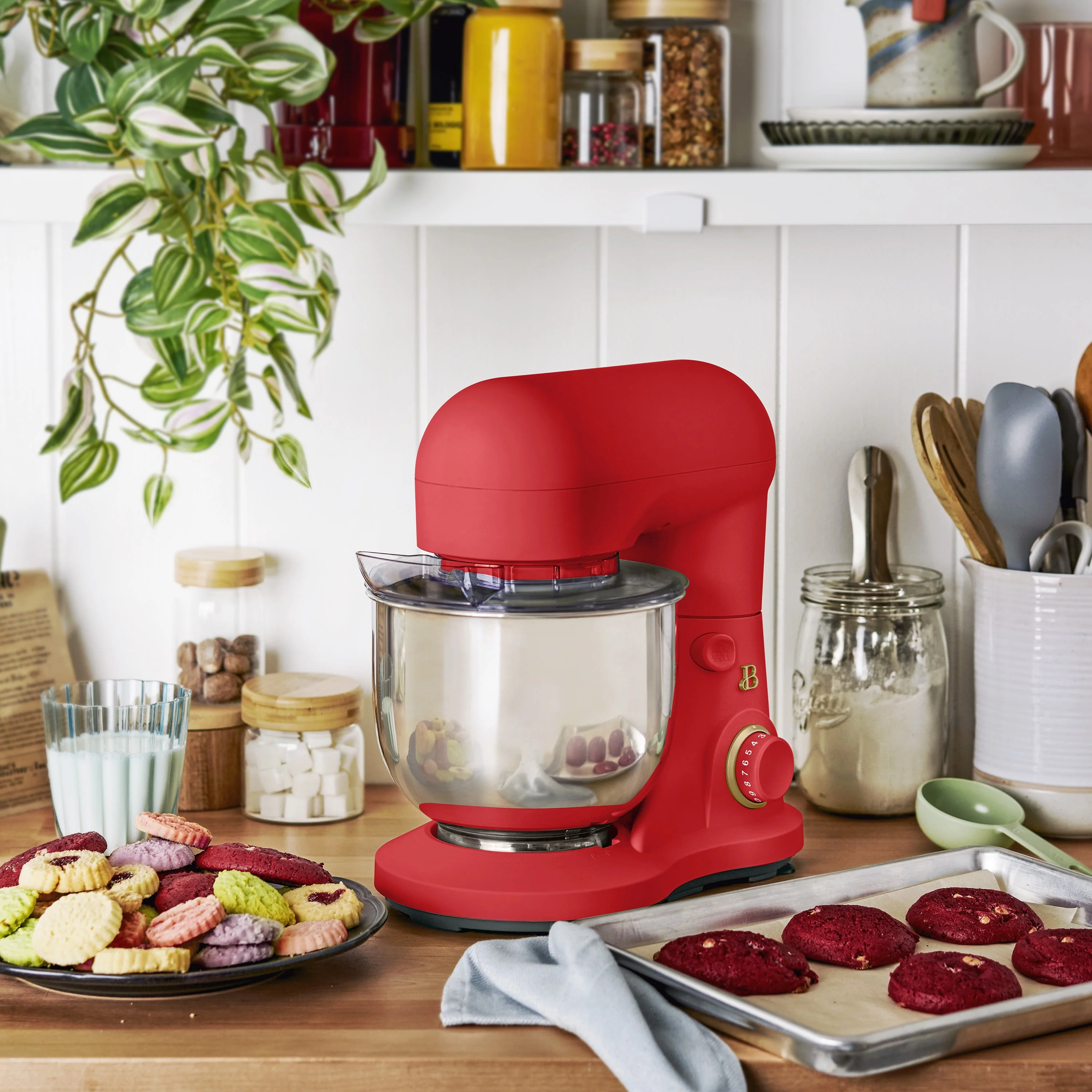 Beautiful 29086 3.5 Qt Stand Mixer, 300-Watt Motor, 12 Speeds, Stainless Steel Bowl w/Splash Guard, Tomato Red - Image 7