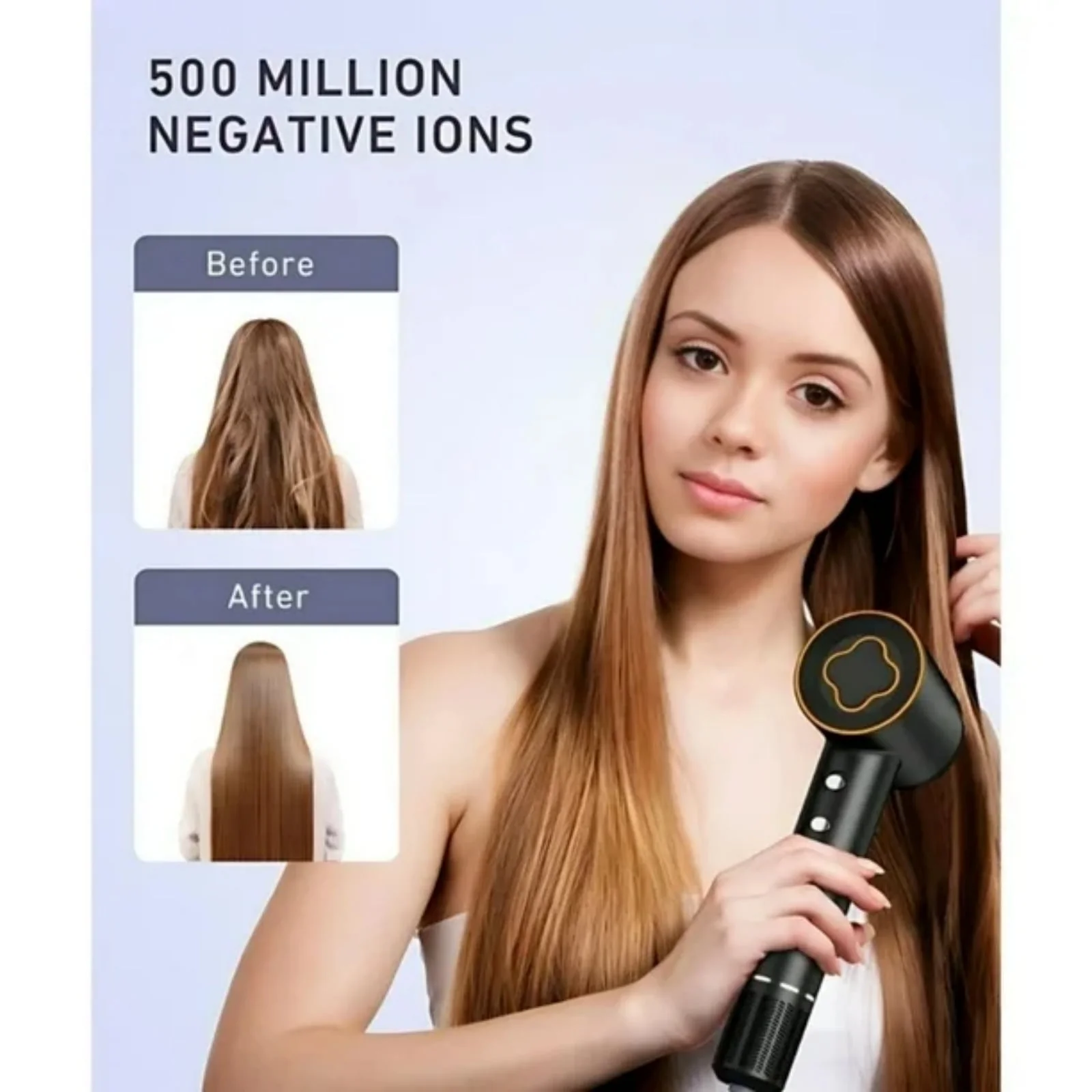 BeautifyEase JYCFJ-1 (ZCY883) Hair Dryer, 1500W Brushless Motor, Fast Drying Ionic Technology, Low Noise 51 dB, Ergonomic Design, Black - Image 4