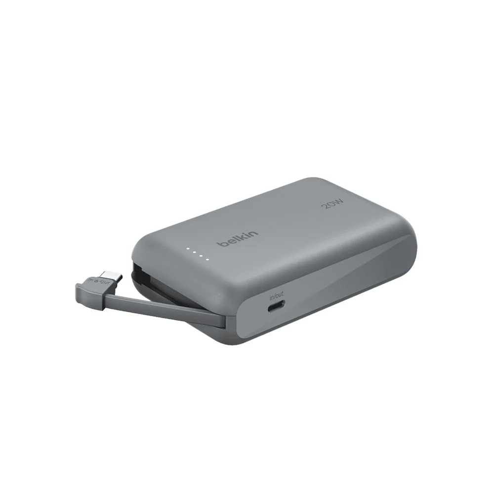 Belkin BoostCharge Power Bank 10,000mAh with Integrated USB-C Cable, 20W Fast Charge, Dual Device Charging, Gray - Image 8