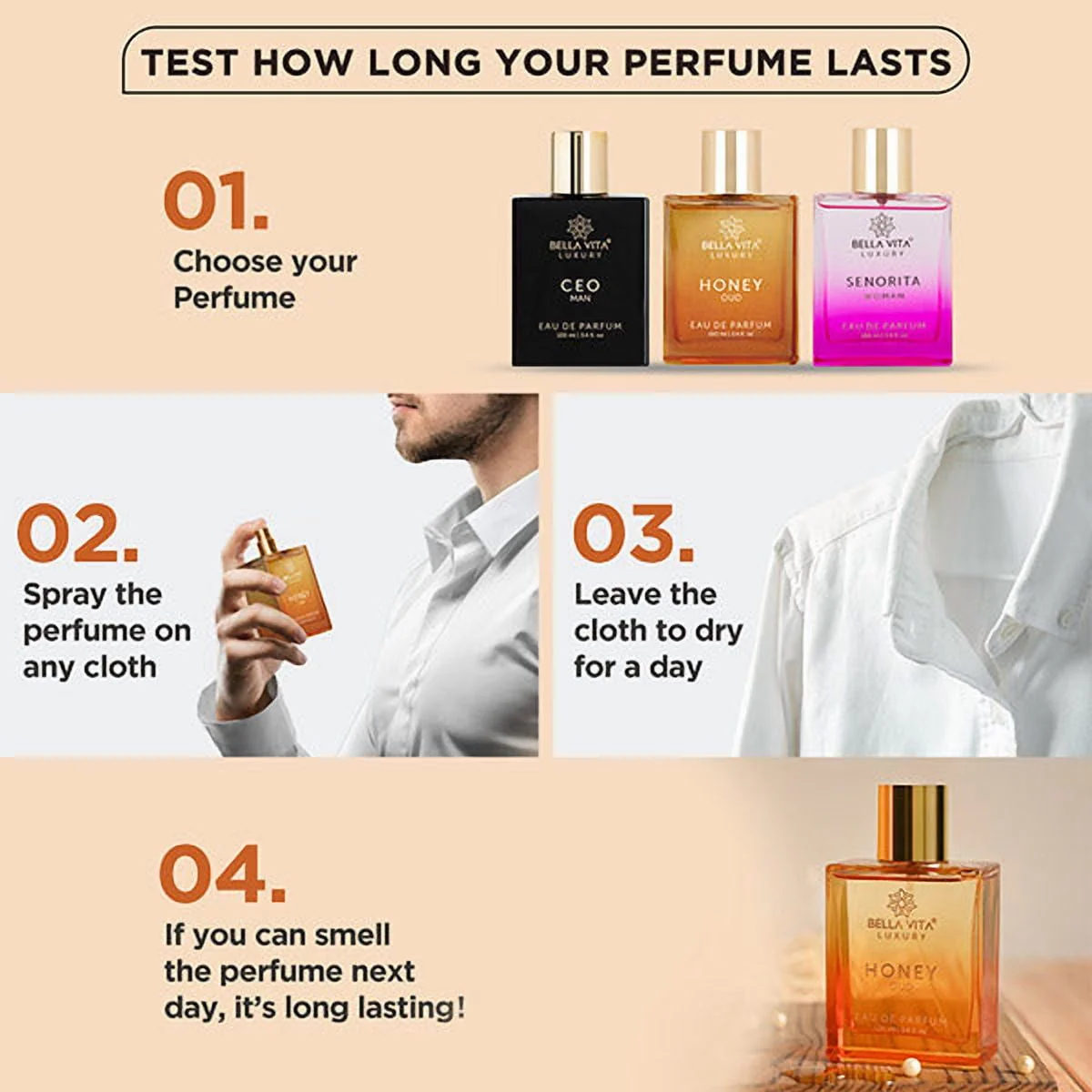 Bella Vita Luxury 5V2KXFBGSRGP Honey Oud Eau De Parfum, Unisex Fragrance with Honey, Bergamot, Rose, Oud, Vanilla, and Wood, 100 ml - Image 3