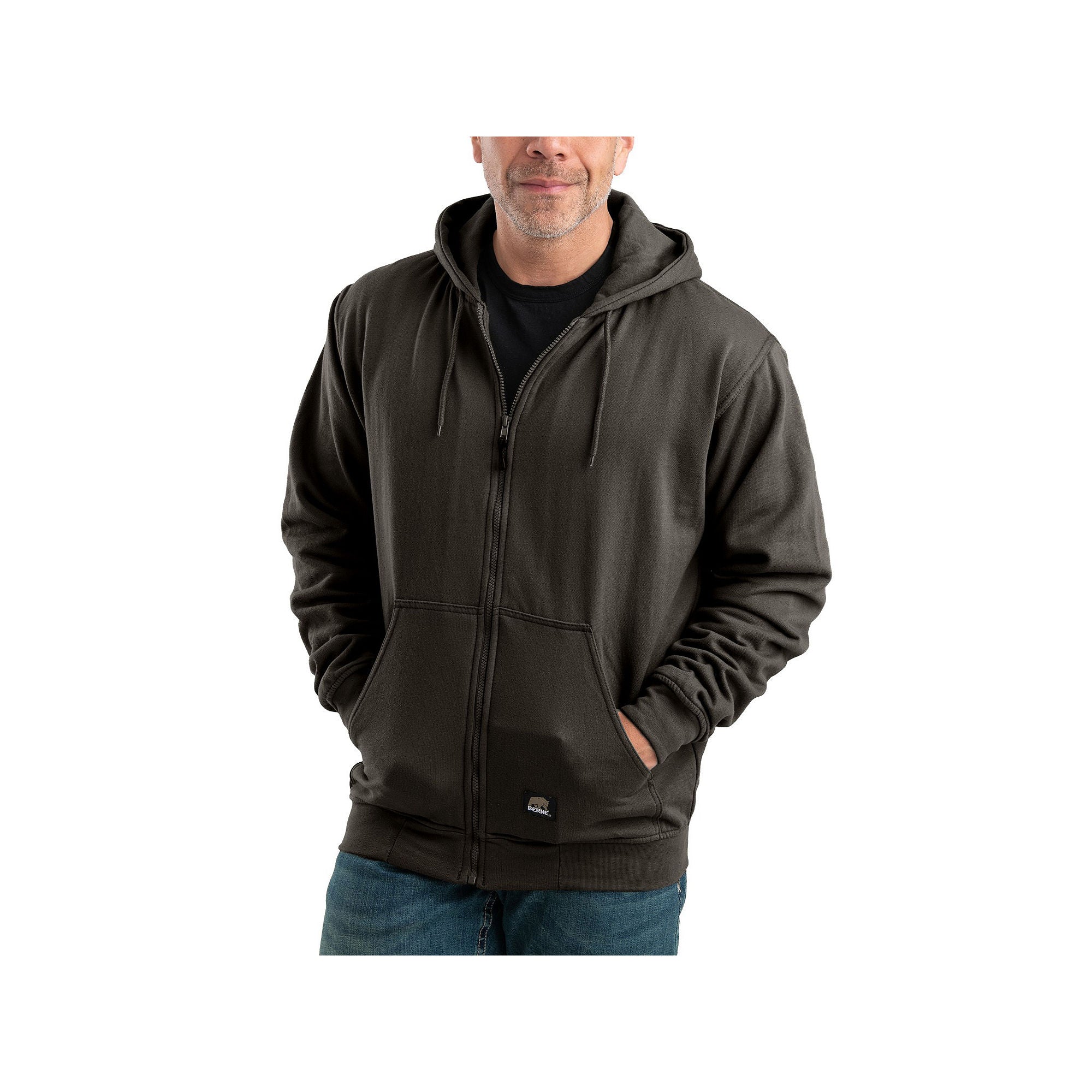 Berne SZ101CHR480 Heritage Thermal-Lined Full-Zip Hooded Sweatshirt, XL, Charcoal