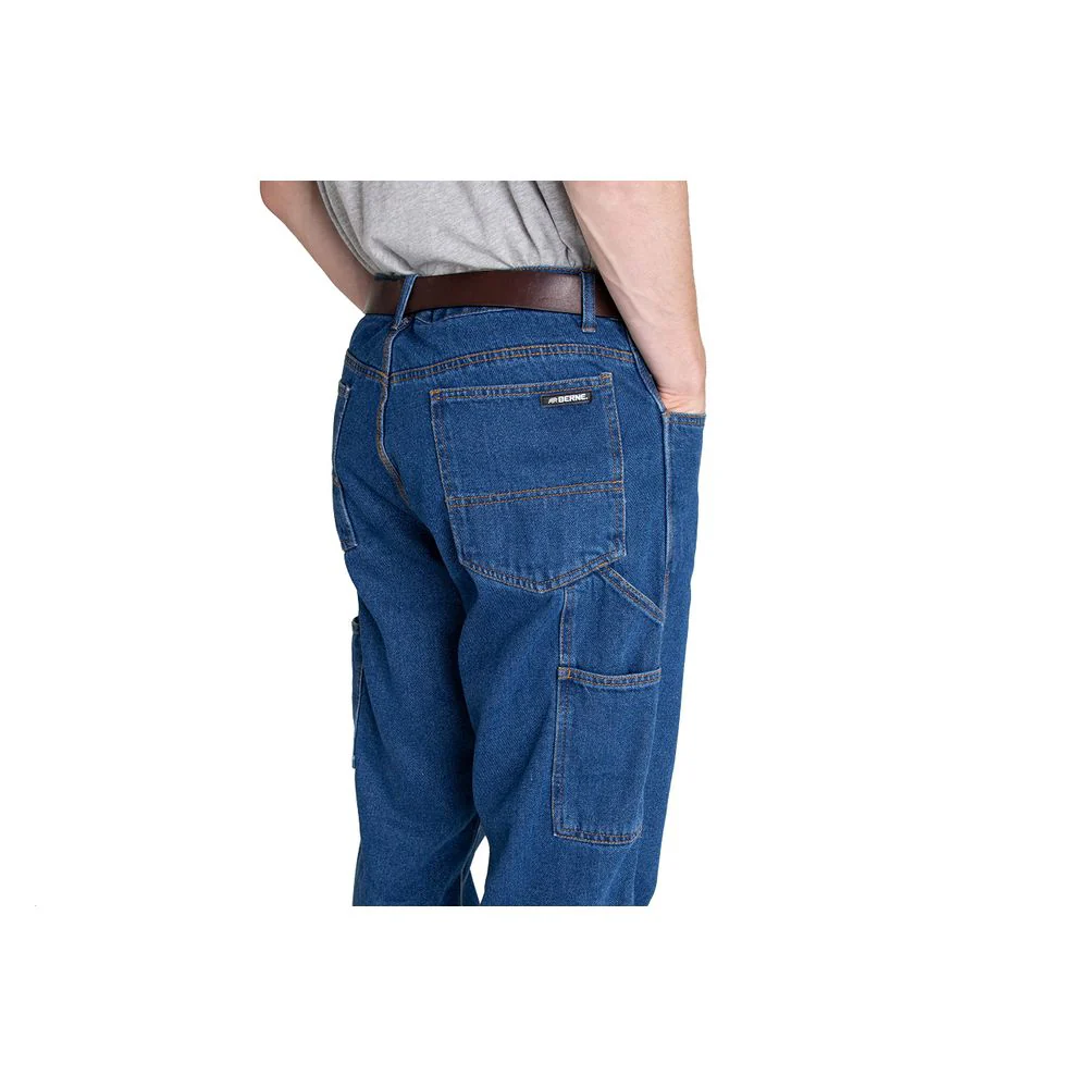 Berne Men's Heartland Flannel-Lined Denim Jeans, Stone Wash Dark, Relaxed Fit, Utility Pockets, 30W x 30L, P2213SWD - Image 5