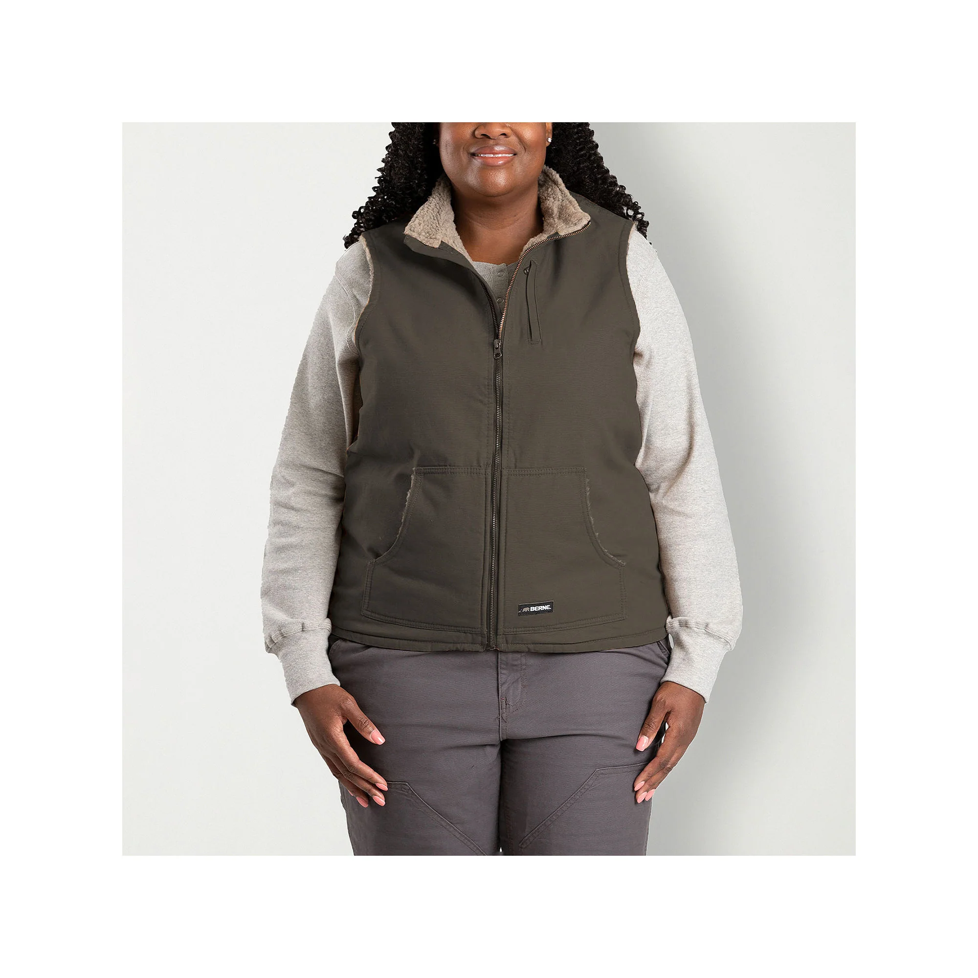 Berne Sherpa-Lined Softstone Duck Vest for Ladies - Tuscan - S - Image 3