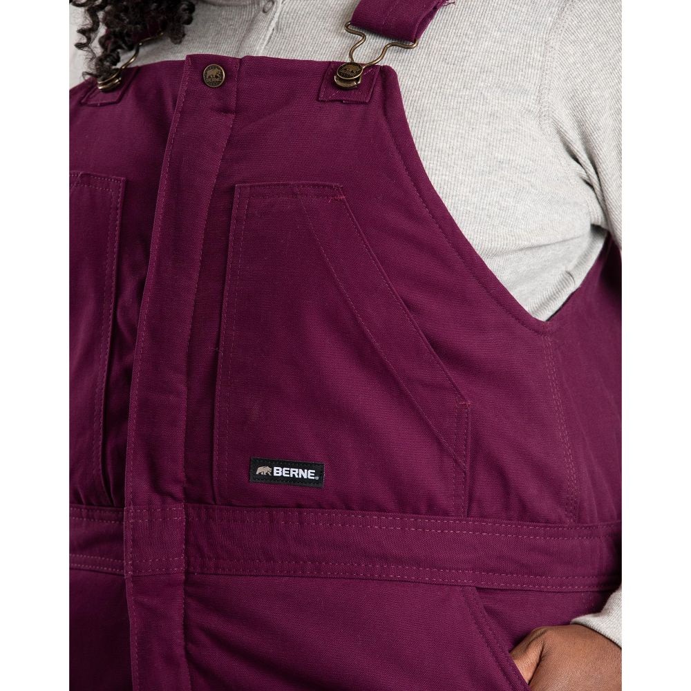 Berne WB515PLMT600 Softstone Duck Insulated Bib Overalls for Ladies - Plum - 4XL - Tall - Image 2