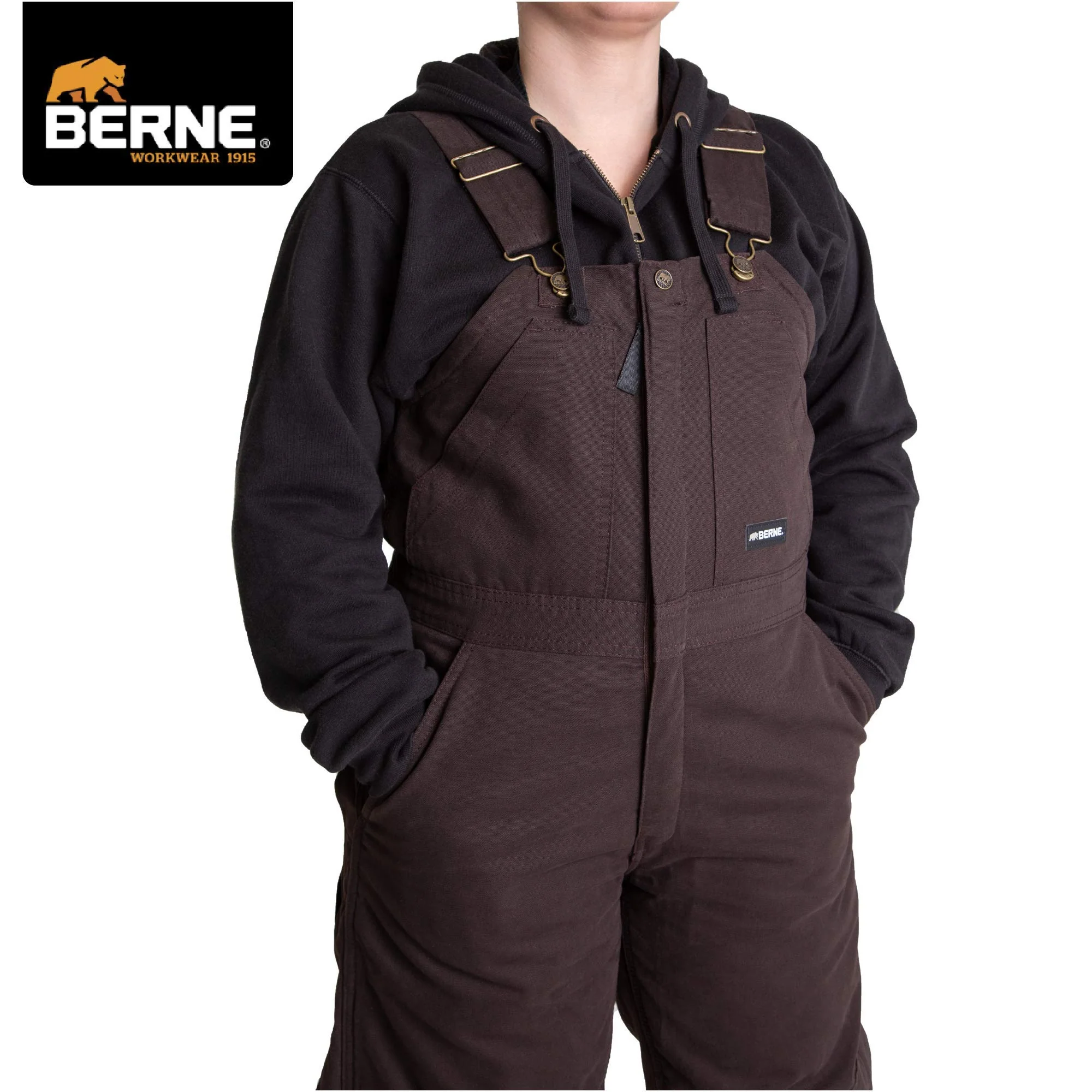 Berne WB515PLMT600 Softstone Duck Insulated Bib Overalls for Ladies - Plum - 4XL - Tall - Image 3