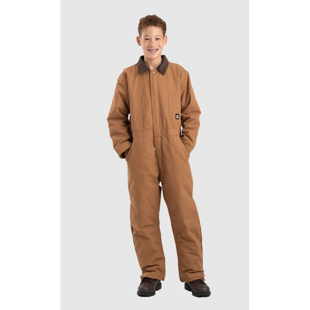 Berne Softstone Insulated Coveralls for Kids - Brown Duck - L
