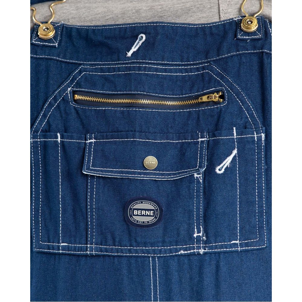 Berne Vintage Unlined Washed Denim Bib Overall, 32W x 32L, Medium Waist, Blue, B913 - Image 6