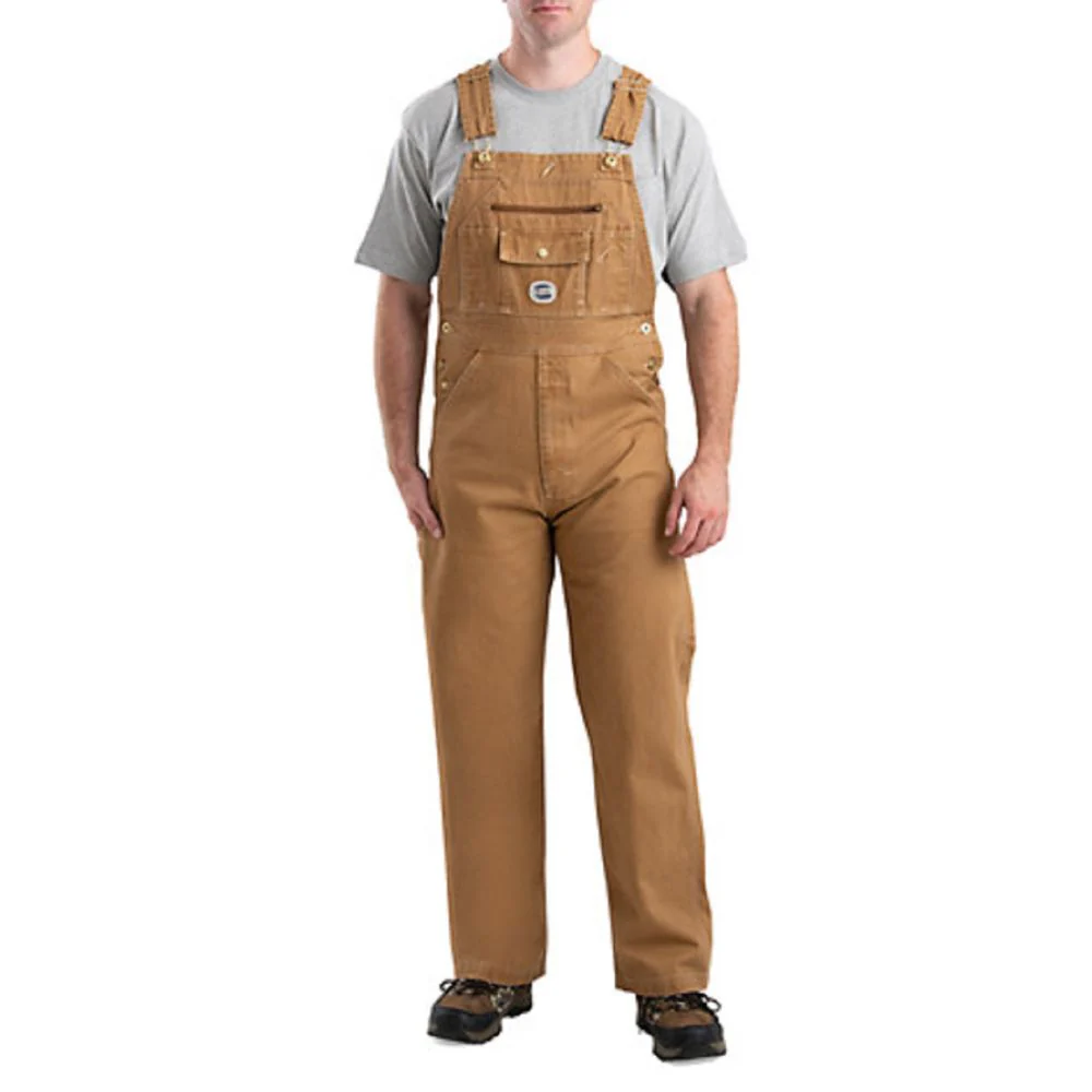 Berne Vintage Washed Duck Bib Overalls Brown Duck 42 x 30