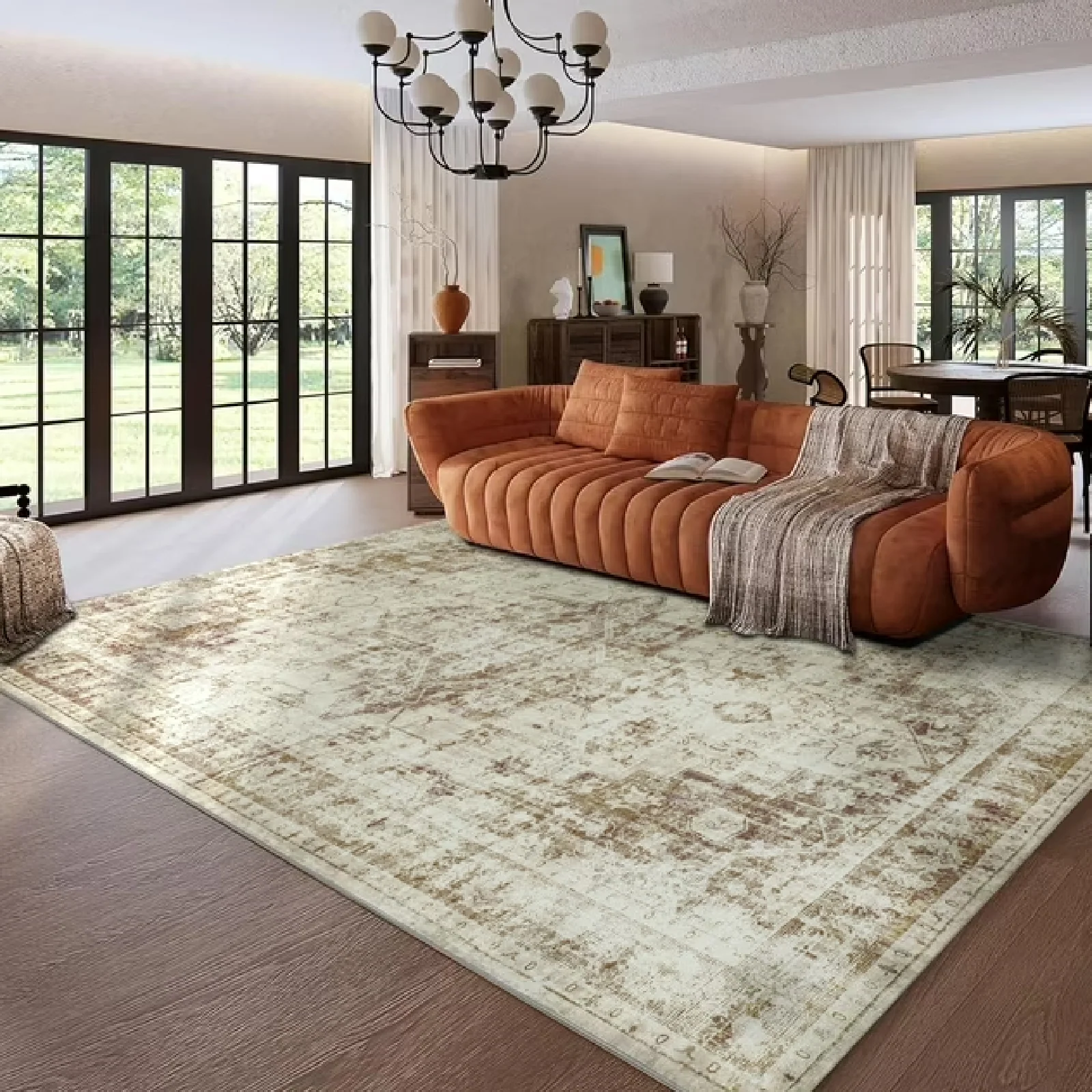 BERTHMEER 3'x5' Washable Area Rugs indoor Small Rugs Vintage Traditional Rugs Carpets for Living Room Bedroom Office Throw Rugs Non-slip, Brown - Image 3