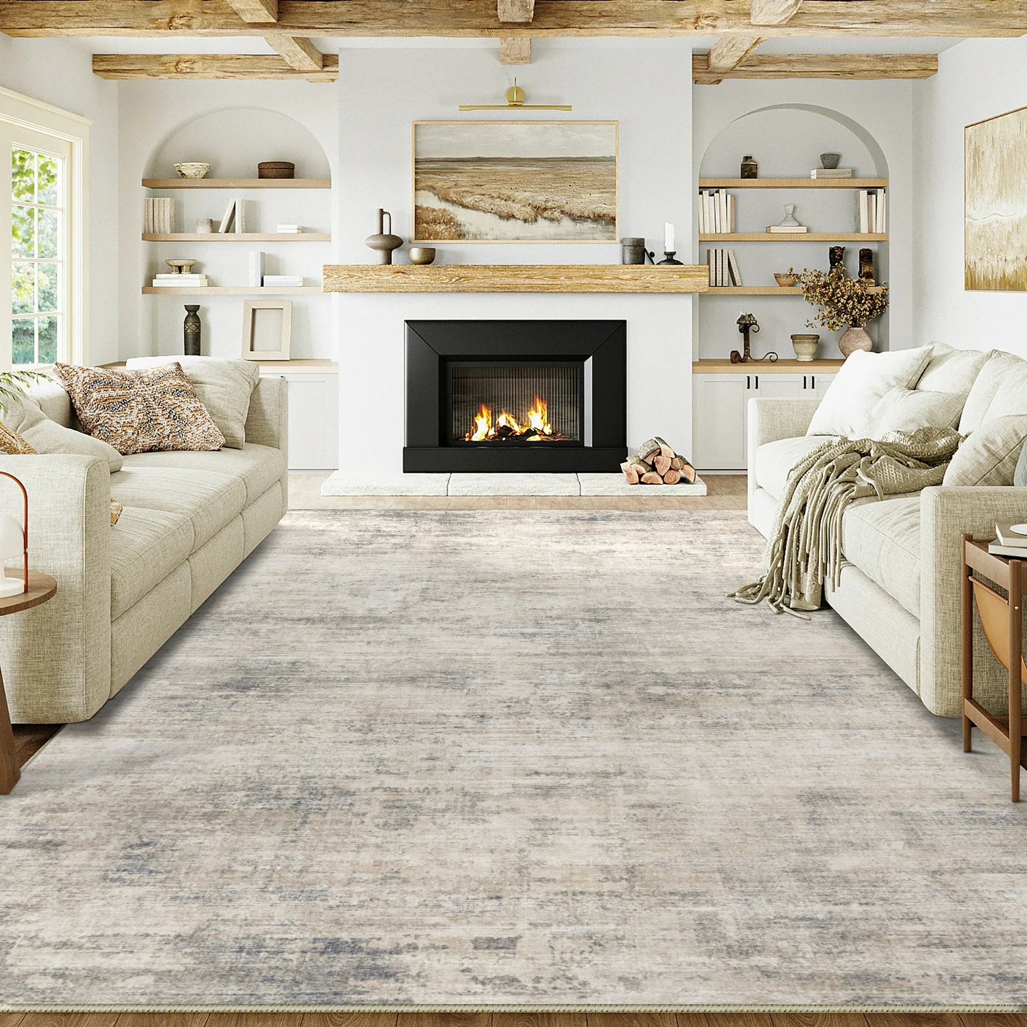 BERTHMEER 4'x6' Beige Area Rugs, D2-Beige - Image 2