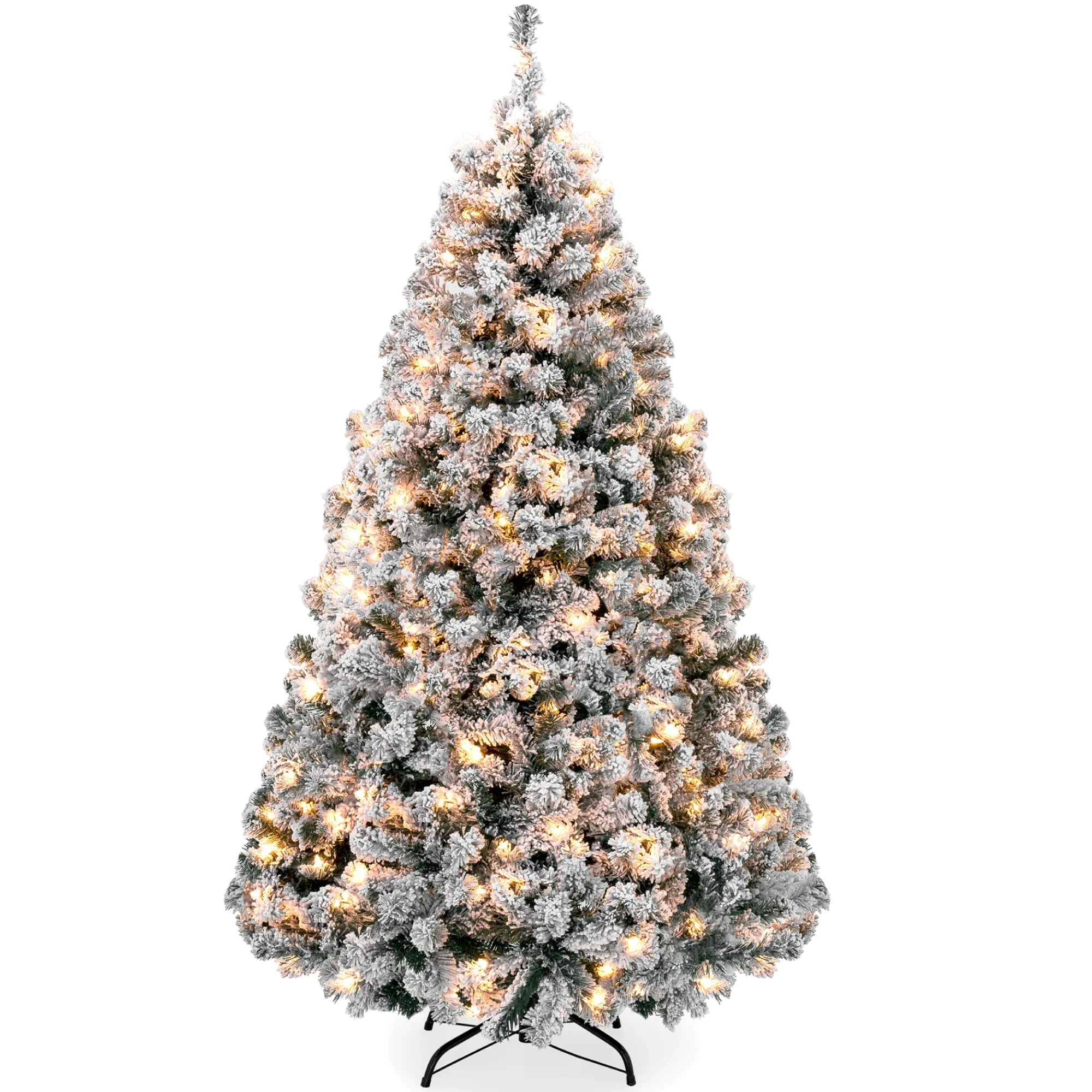 Best Choice Products 4.5ft Pre-Lit Holiday Christmas Pine Tree w/ Snow Flocked Branches, 200 Warm White Lights - Image 4