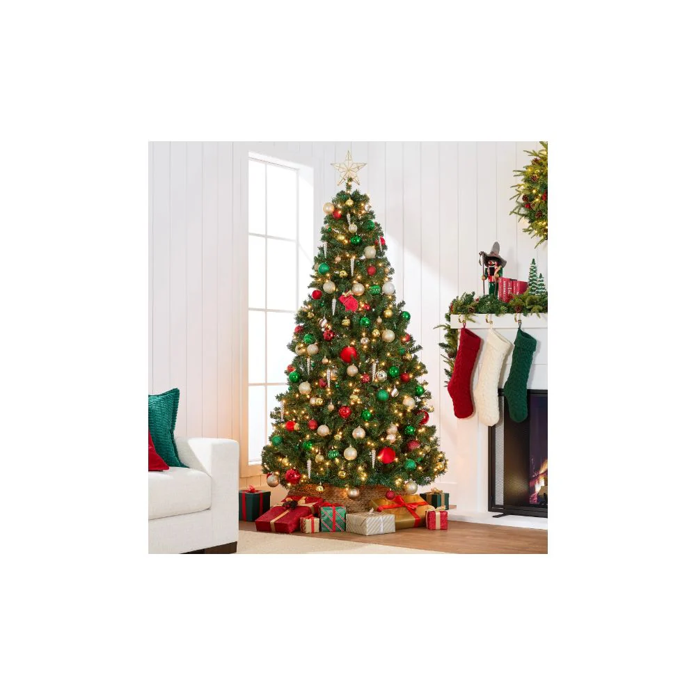 Best Choice Products SKY2888 7.5ft Pre-Lit Spruce Artificial Christmas Tree w/ Easy Assembly, Metal Hinges & Foldable Base - Image 3