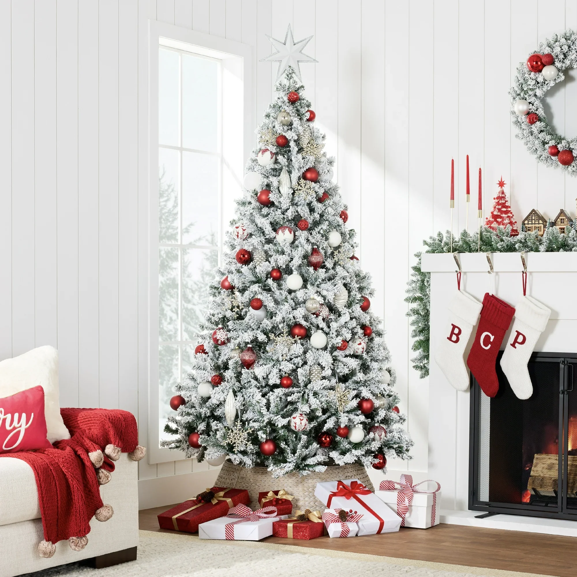 Best Choice Products SKY5091 9ft Snow Flocked Christmas Tree, Premium Holiday Pine Branches, Foldable Metal Base - Image 2
