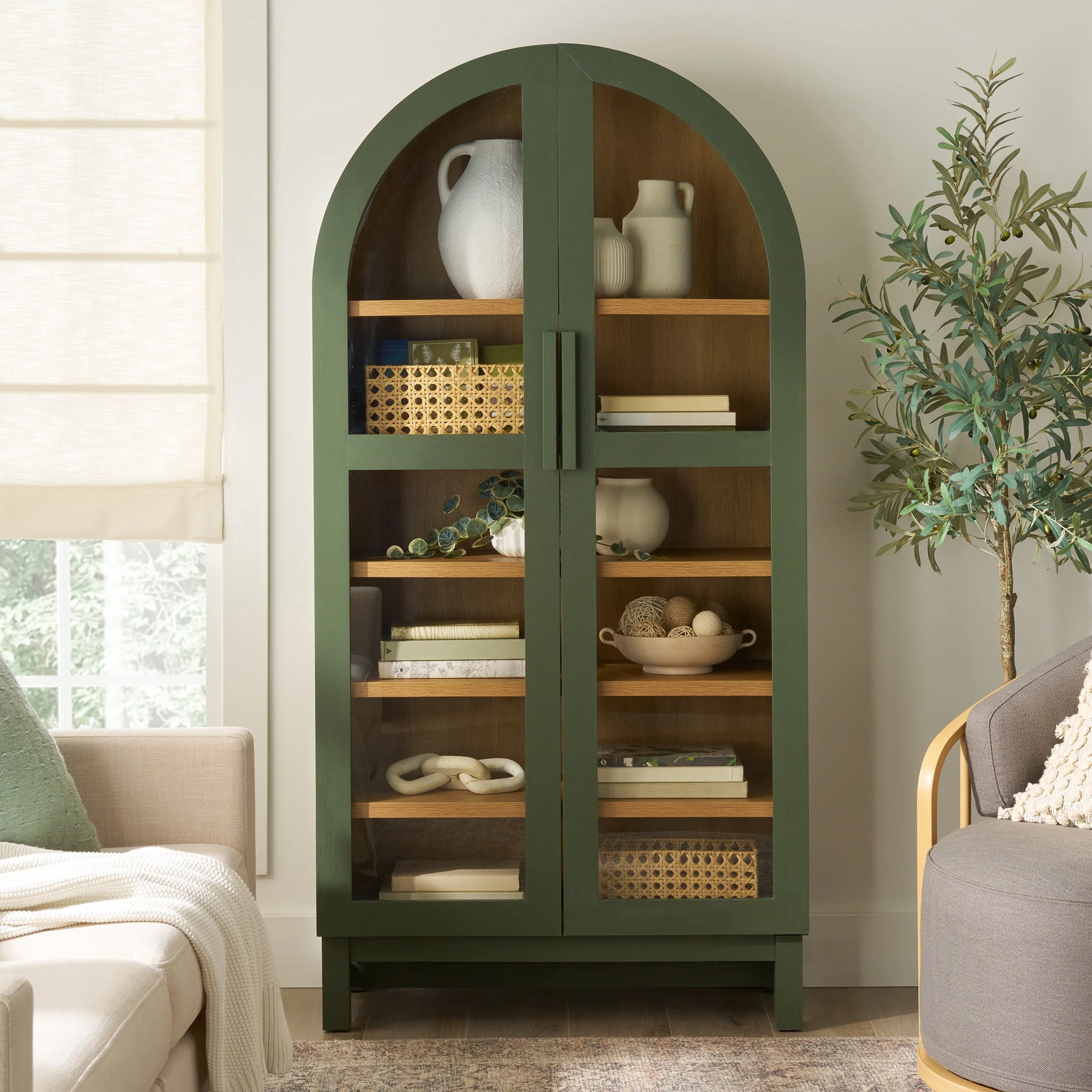 Better Homes & Gardens BHF336158813035 Juliet Arch Cabinet, Deep Green Finish