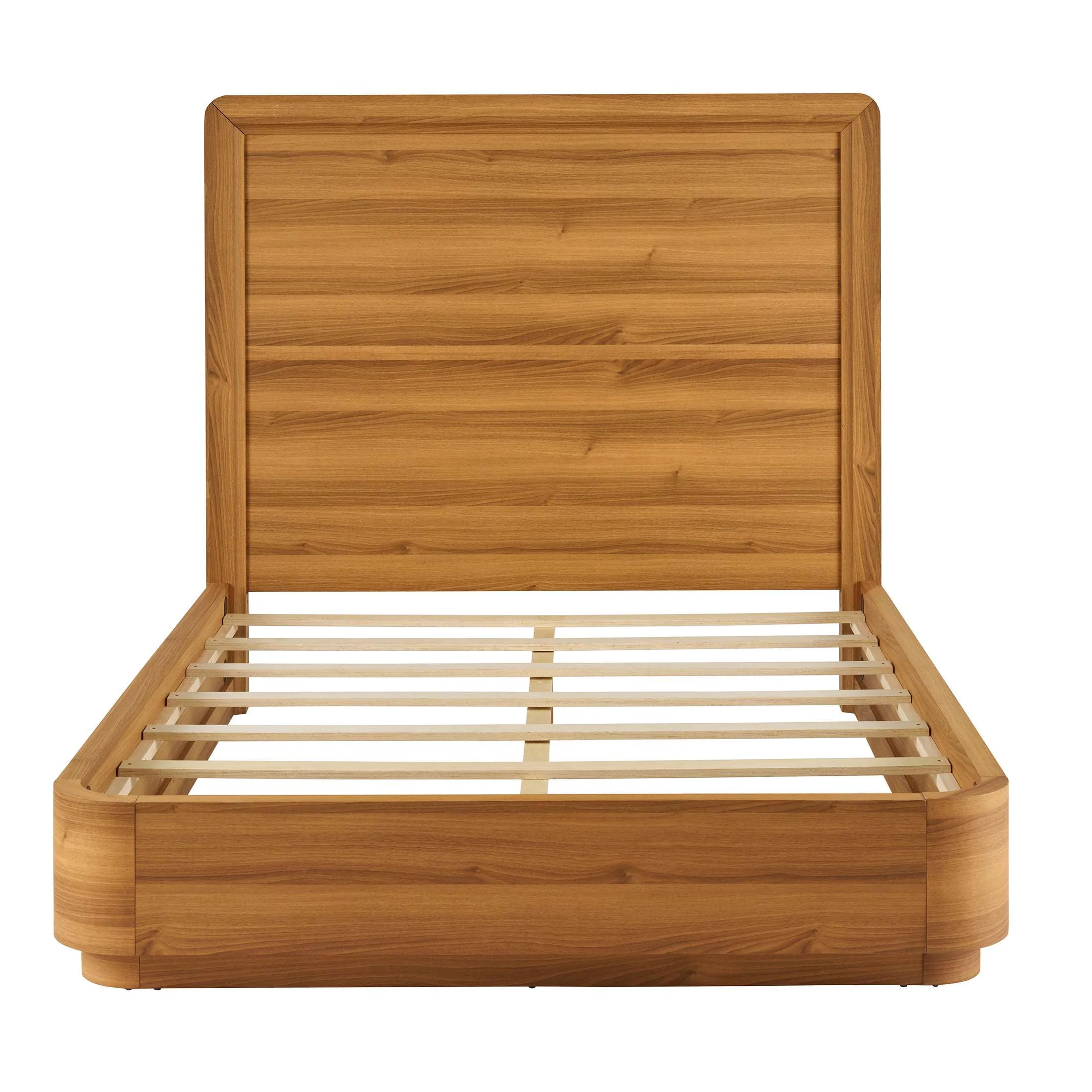 Better Homes & Gardens Juliet Curved Wood Platform Bed, Queen, Honey Brown - Low Profile