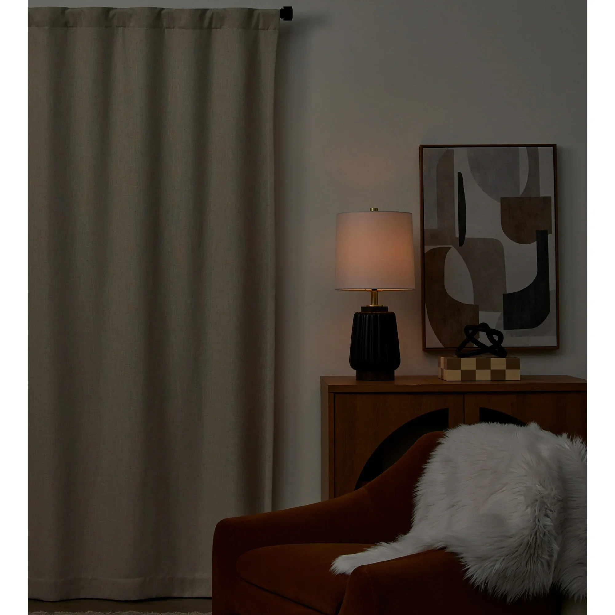 Better Homes & Gardens LIN100BO5063BE 100% Blackout Linen Blend Single Curtain, 50" x 63", Papyrus Beige - Image 2
