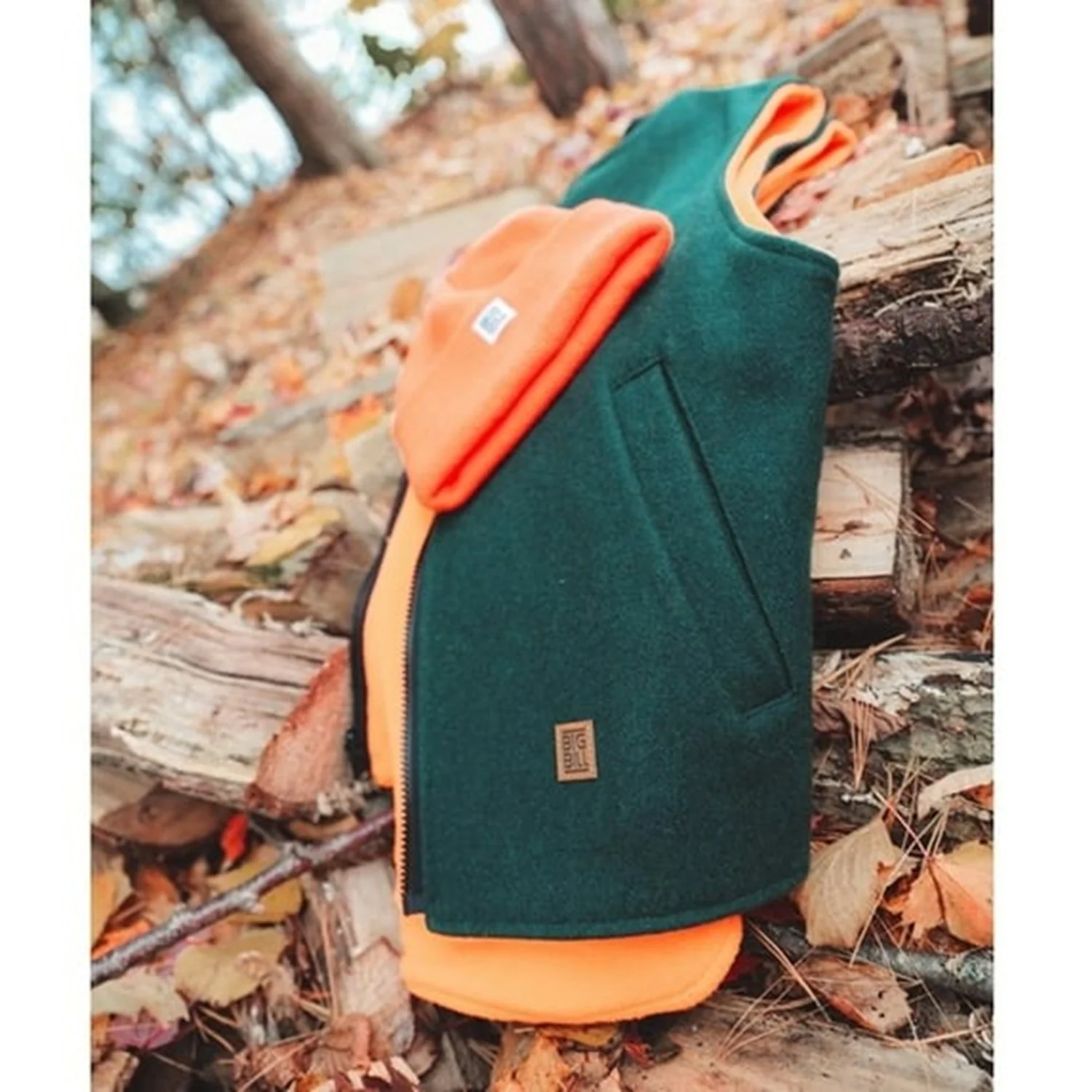 Big Bill 614 Reversible Wool Vest, L, Green/Orange - Image 2