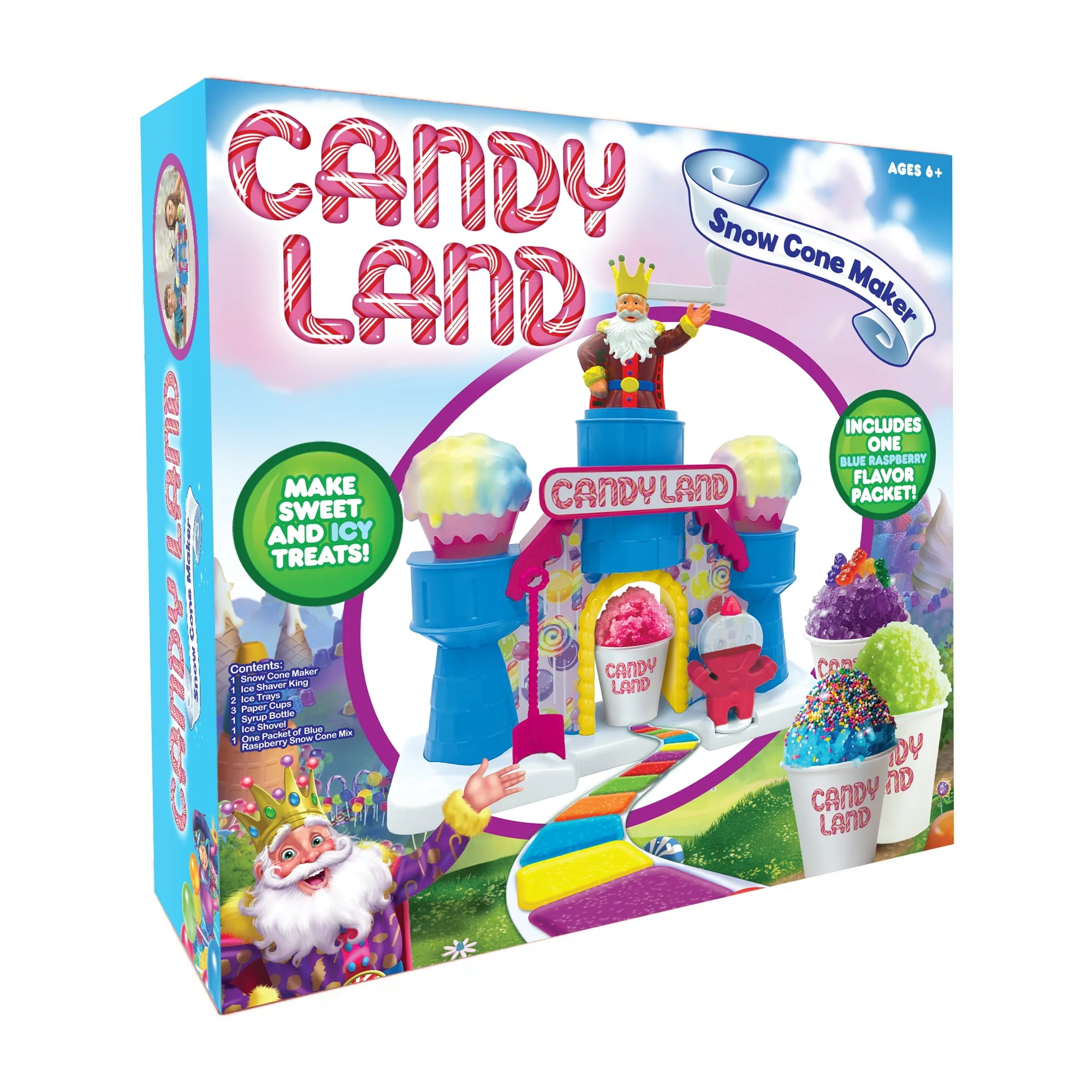 Big Time Toys Candy Land Snow Cone Maker, Kid-Powered Hand Crank, Pink Multi-Color, Includes Blue Raspberry Flavor Packet, 12 in, 1.2 lb, 93115 - Image 4