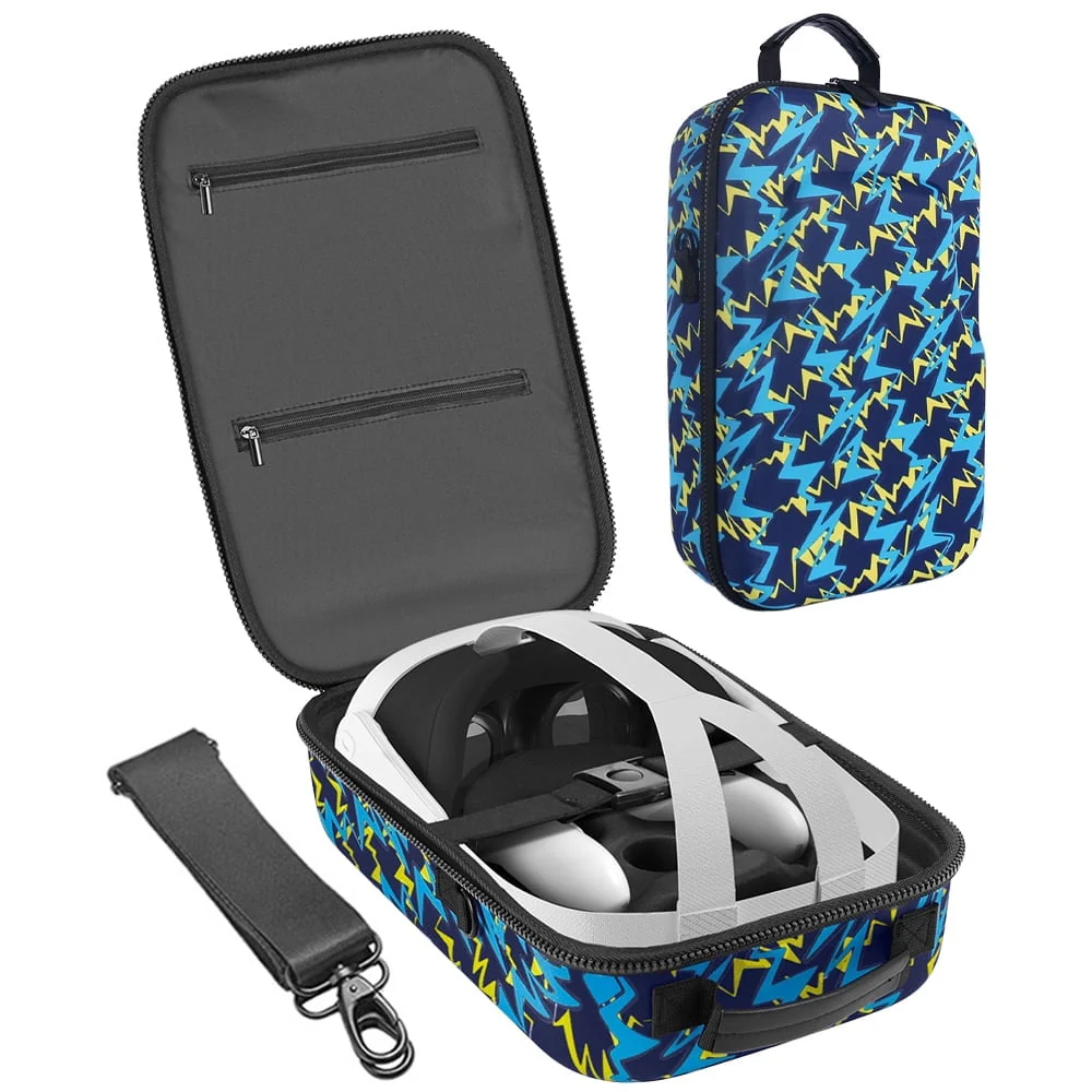 Binsuca Hard Carrying Case for Oculus Quest 3 Accessories, Clear Shock-Resistant Shell with Pre-Cut Tray, PU Hand Strap