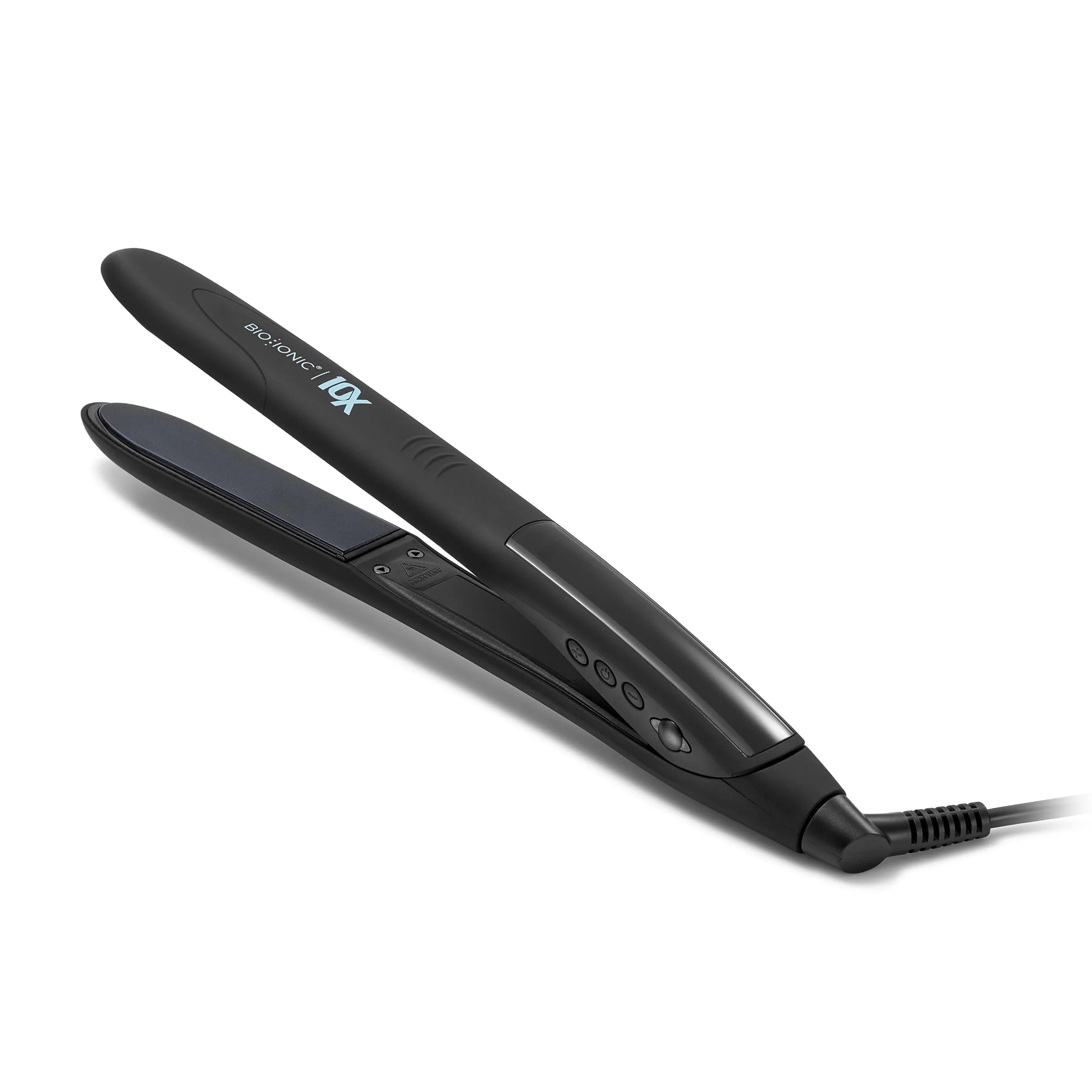 Bio Ionic 10X Styling Flat Iron, 1 Inch Sonic Vibrating Ceramic Plates, Ion-Generating Mineral Complex, Adjustable Heat to 450F, Memory Function, Black, Z-10XFI-1.0-AZ