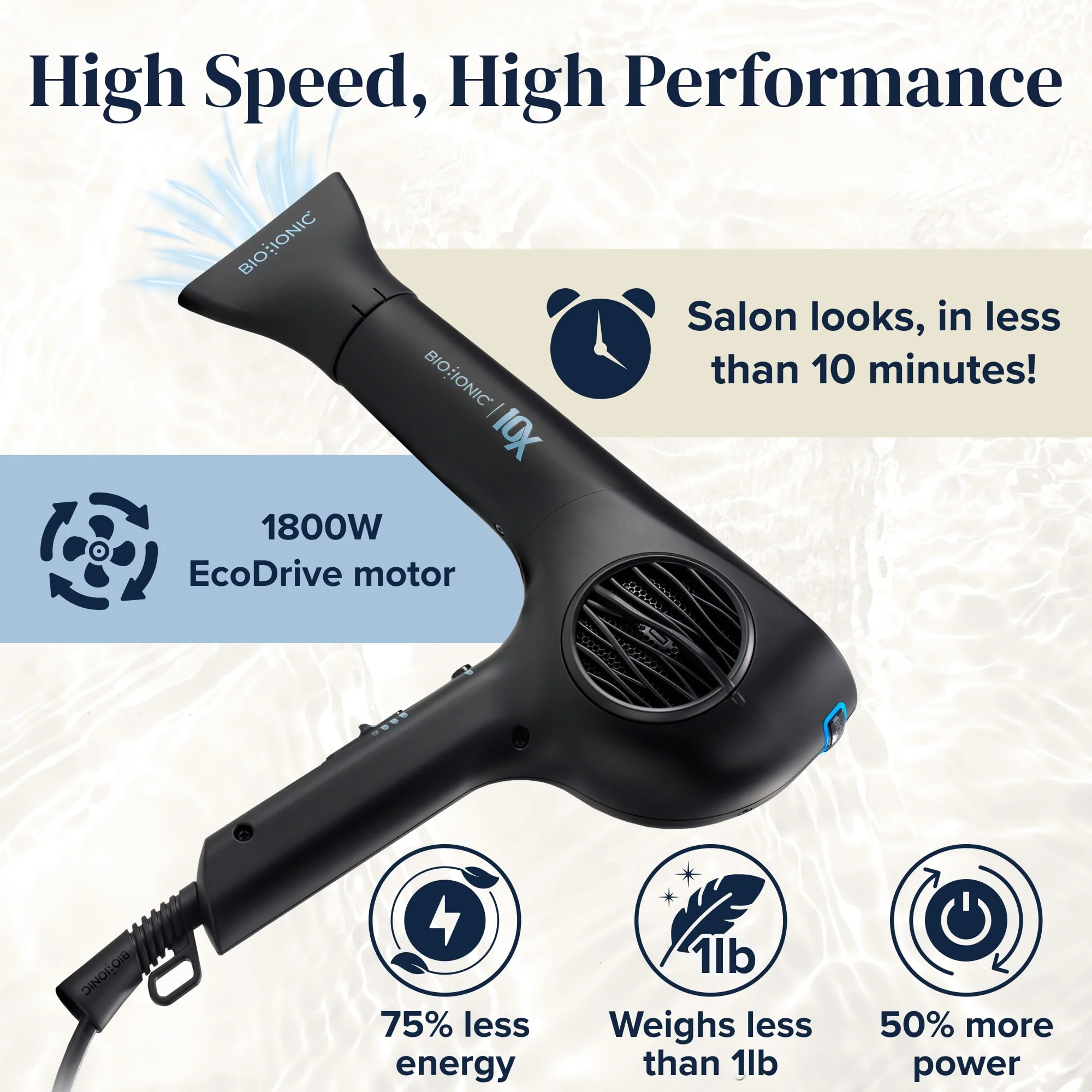 Bio Ionic Velvet Rouge 10X Ultralight Speed Hair Dryer, Ionic Technology, Adjustable Heat and Speed, Cool Shot Button, Lightweight Design - Image 5