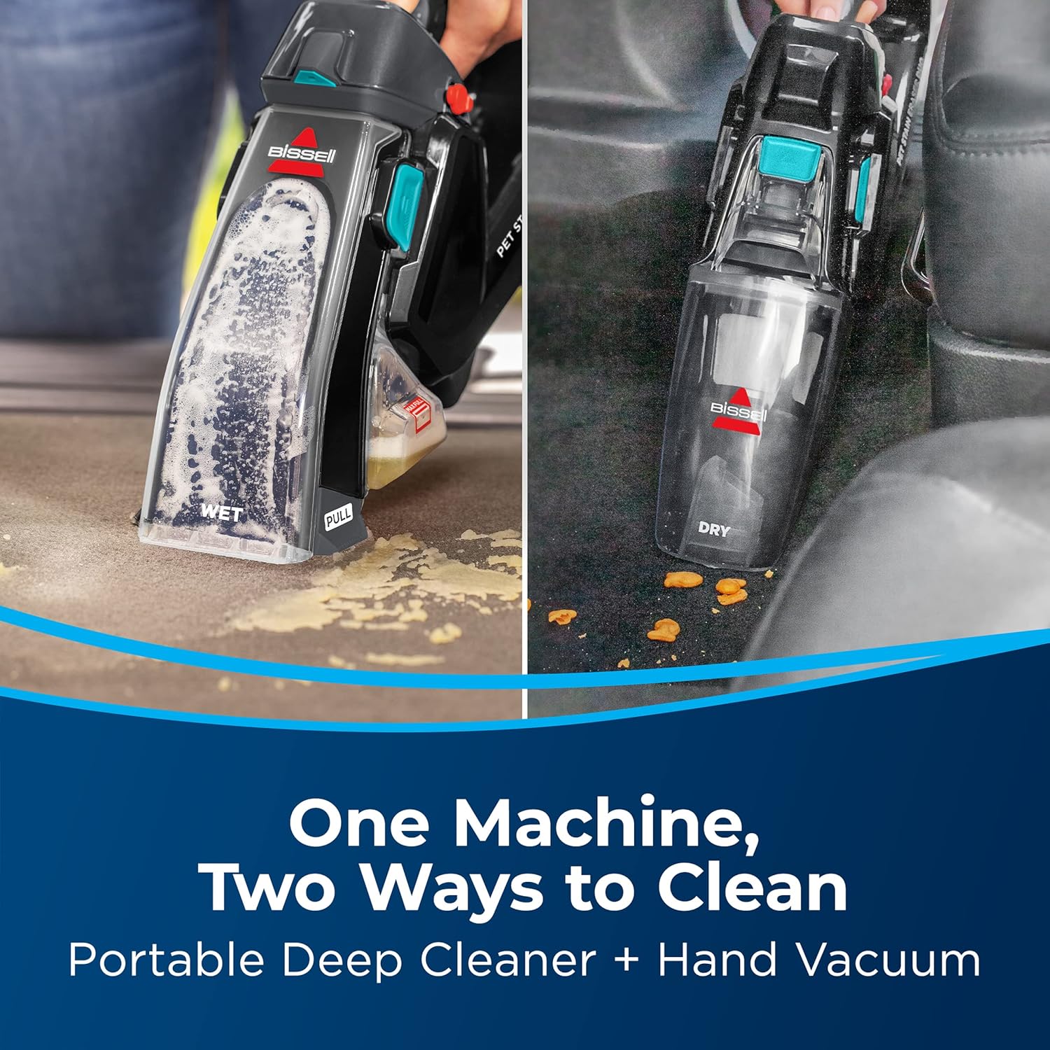 Bissell 3705 Stain Eraser Duo, 2-in-1 Cordless Portable Deep Cleaner & Hand Vacuum, Black - Image 2