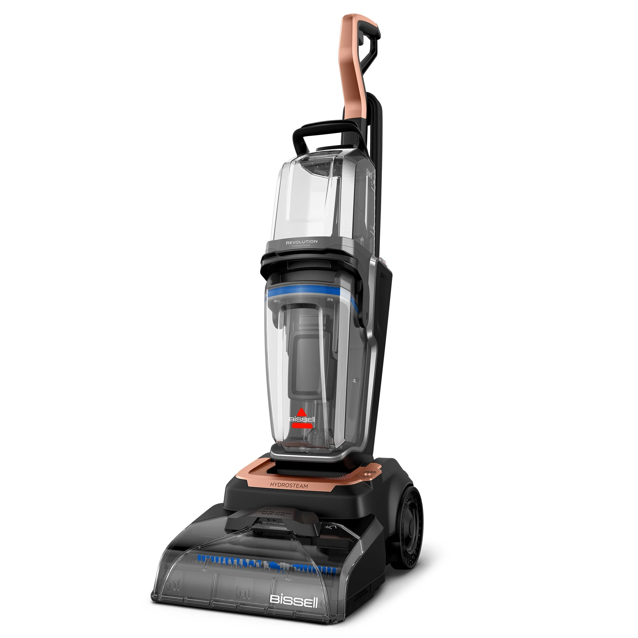 BISSELL 4117 Revolution HydroSteam Upright Deep Cleaner, Carpet Cleaner, HydrosSteam Technology, 7 Foot Hose, 4" Self-Cleaning Tough Stain Tool, Black & Copper