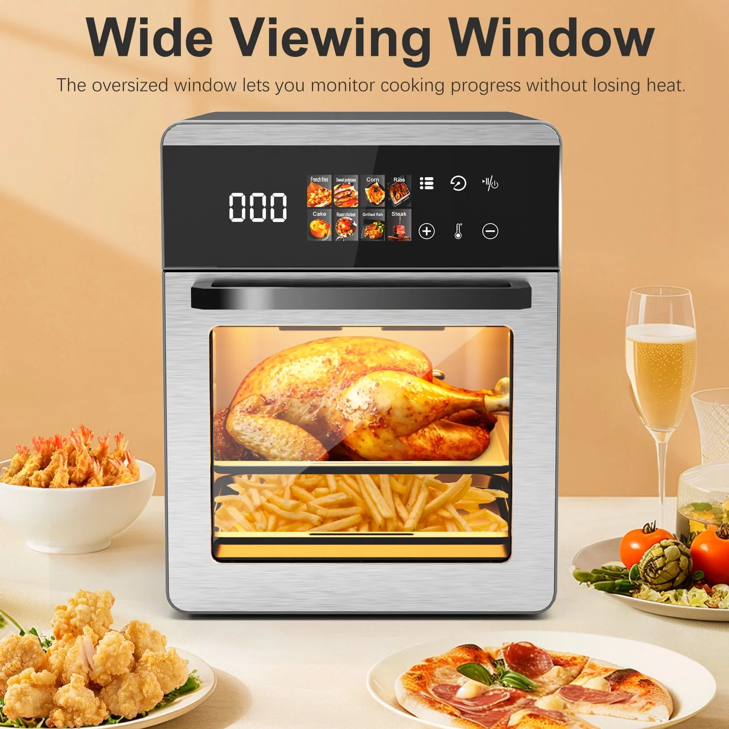 Bluebow 21QT Air Fryer Oven, 8-In-1 Multifunctional Digital Touchscreen, Black - Image 5
