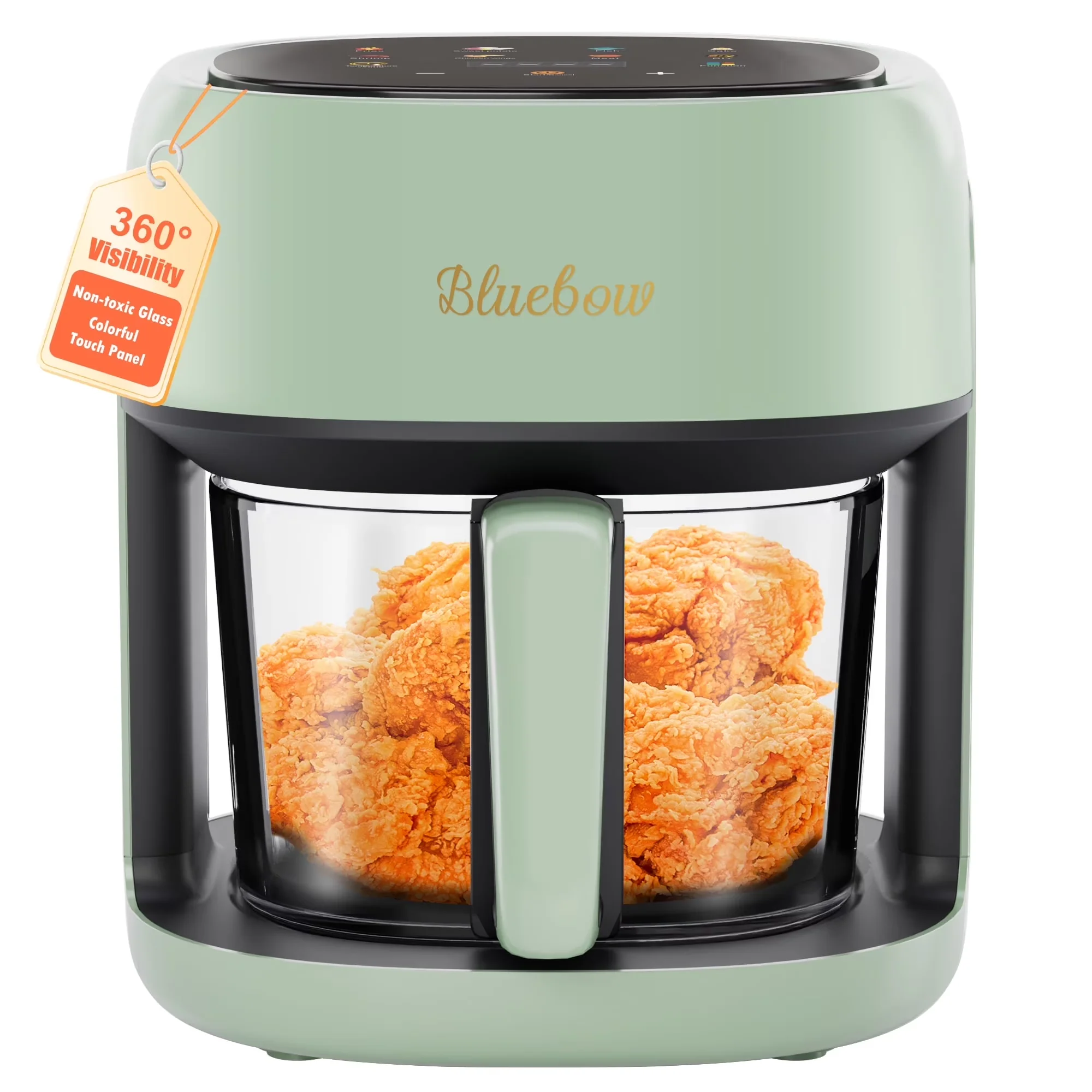 Bluebow 5 Quart Air Fryer with 360 Viewing Glass Pot, Green - Image 2