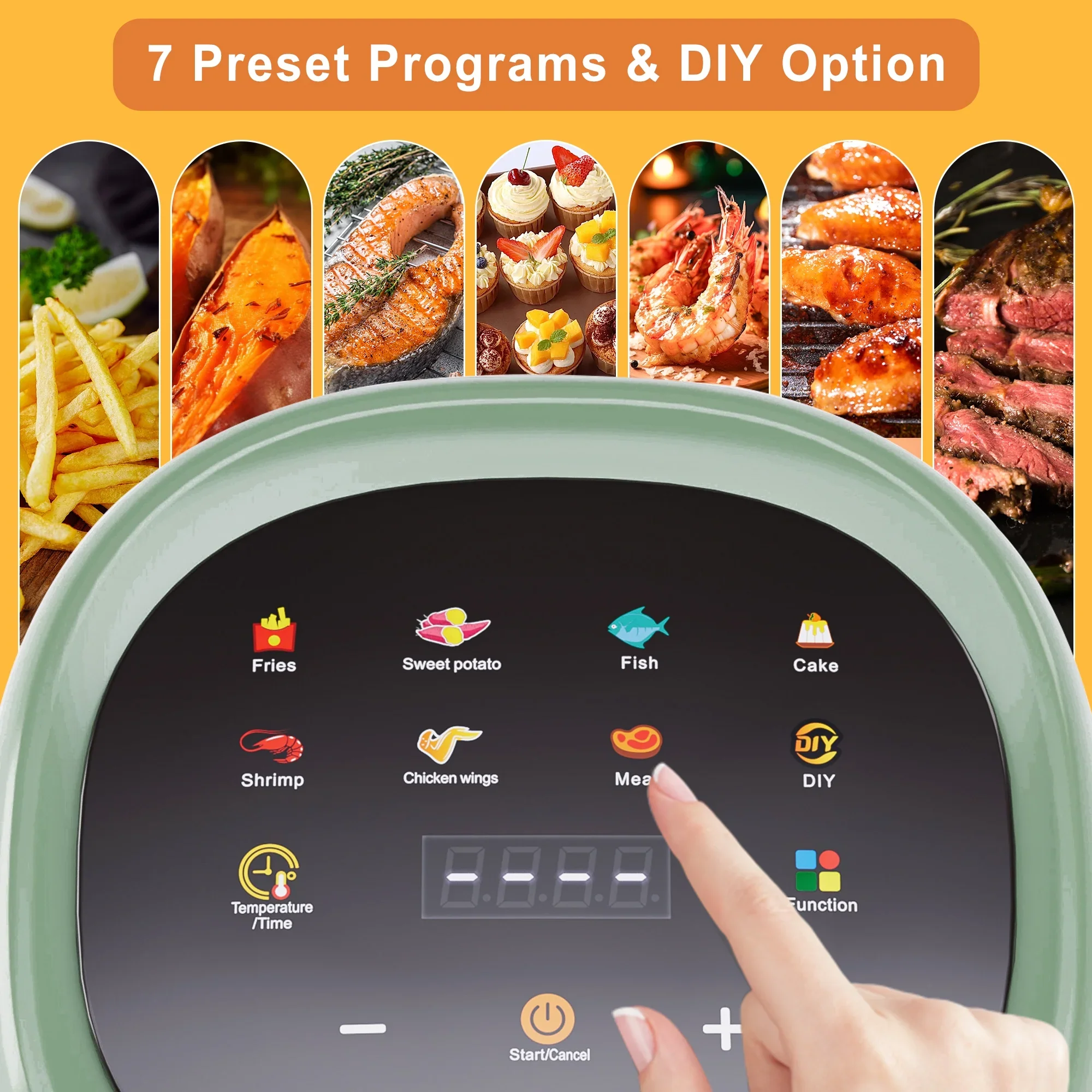 Bluebow 5 Quart Air Fryer with 360 Viewing Glass Pot, Green - Image 3