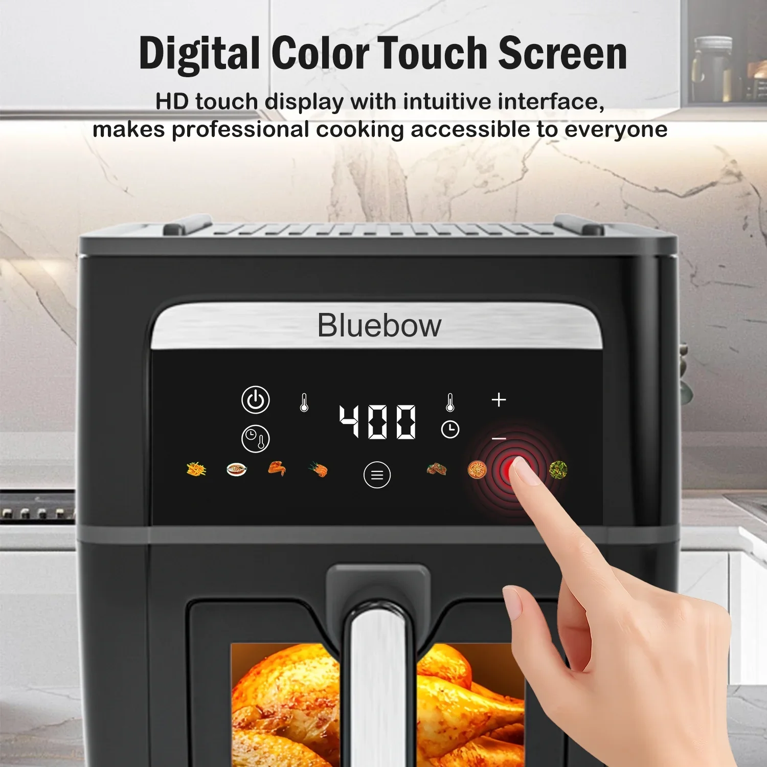Bluebow 9QT Air Fryer & Grill Pan Combo, Large Capacity, 8 Preset Functions - Image 3