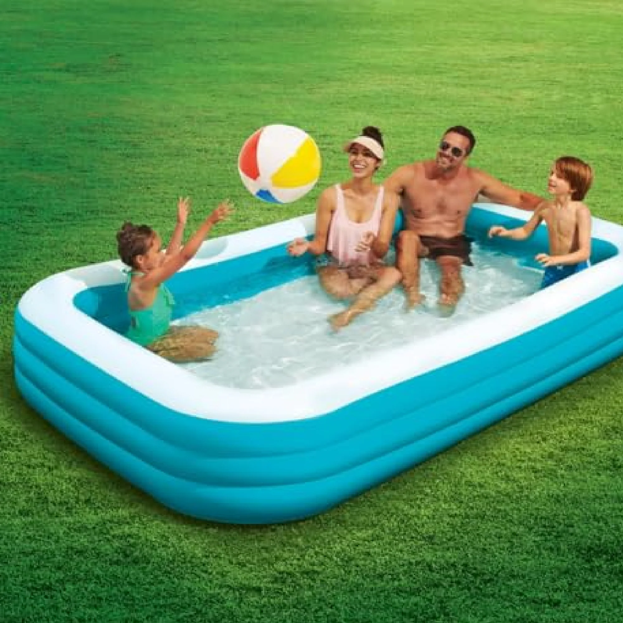 Bluescape WM-00777 10ft Family Inflatable Swimming Pool Rectangular Puncture-Resistant