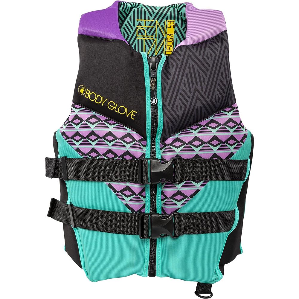 Body Glove Phantom Womens Life Jacket, Durable Yamamoto Neoprene, Beveled Soft PVC Foam, Aqua/Purple, Medium
