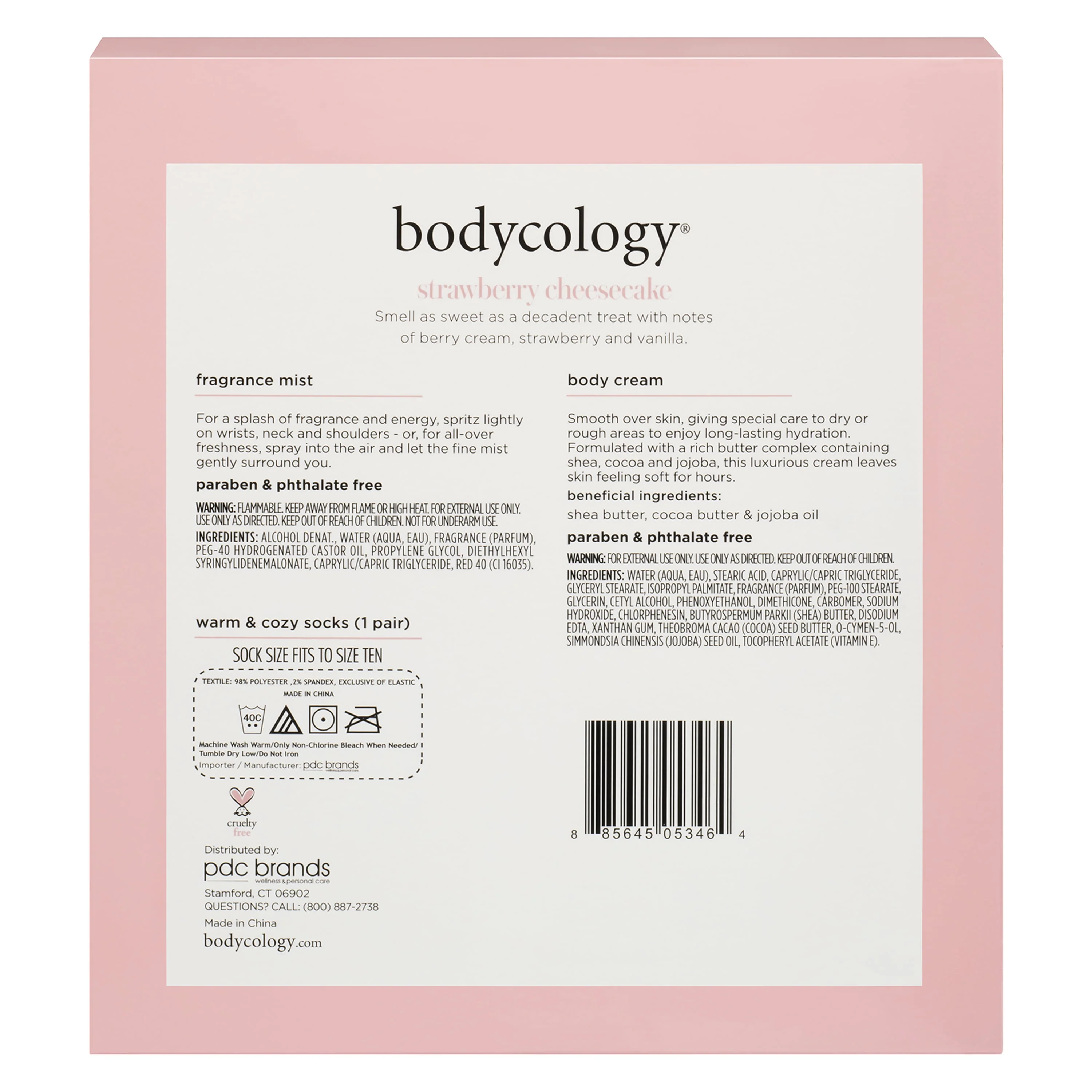 Bodycology Strawberry Cheesecake Body Care & Cozy Sock Gift Set, 3 Piece - Image 3