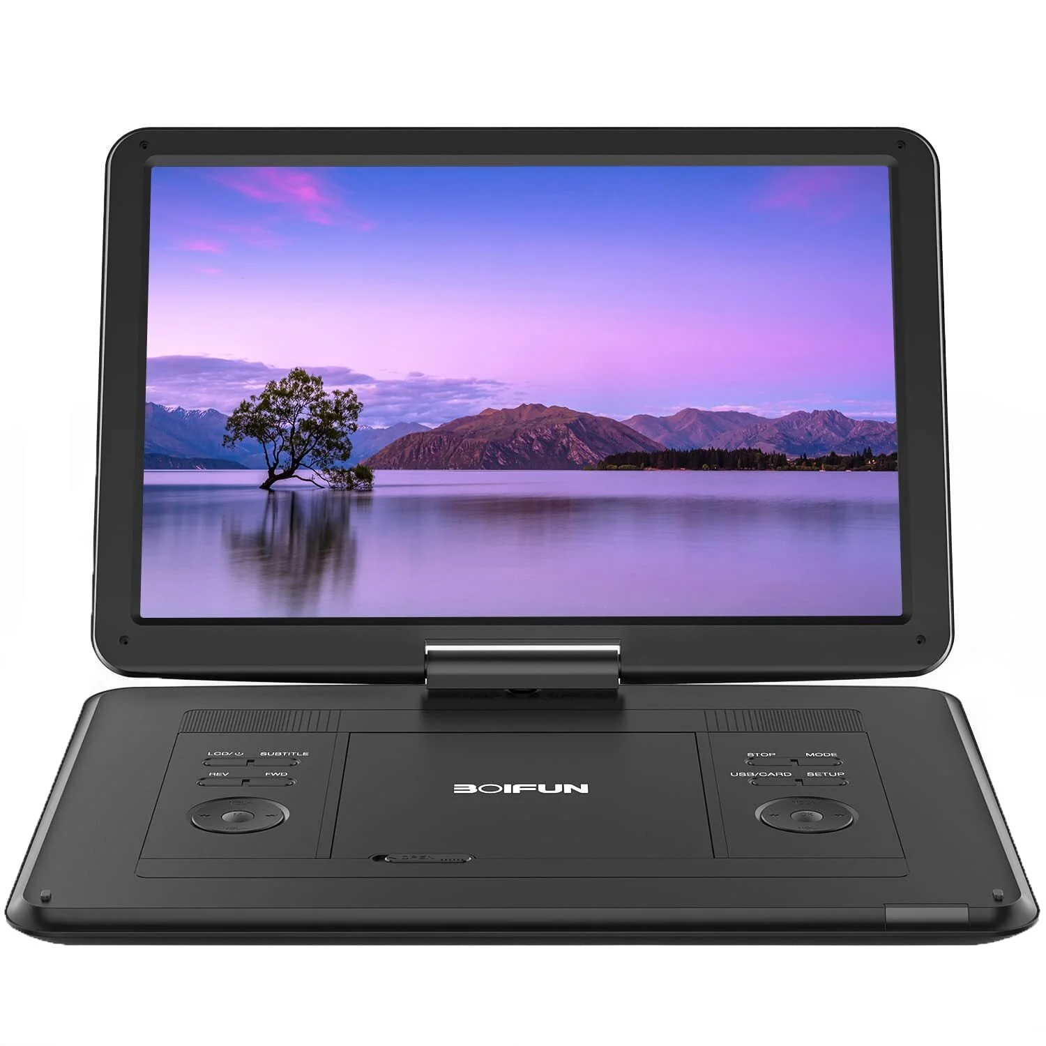 BOIFUN Portable DVD Player with 15.6 Large HD Screen 6 Hours Rechargeable Battery Support USB/SD