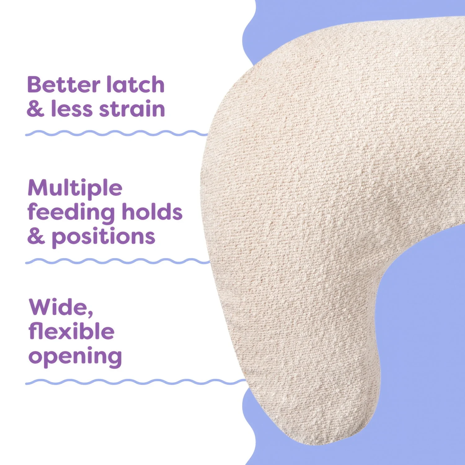 Boppy Nursing Pillow Luxe, Ergonomic Breastfeeding Pillow with Firm, High, Large Water-Repellent Cushion, Washable Premium Fabric Cover, Oatmeal Boucle - Image 4