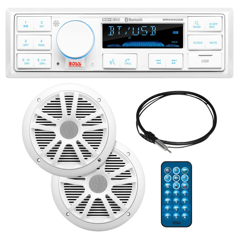 Boss Audio Systems MCK500WB.6 Marine Boat Stereo Sound System Speaker Package