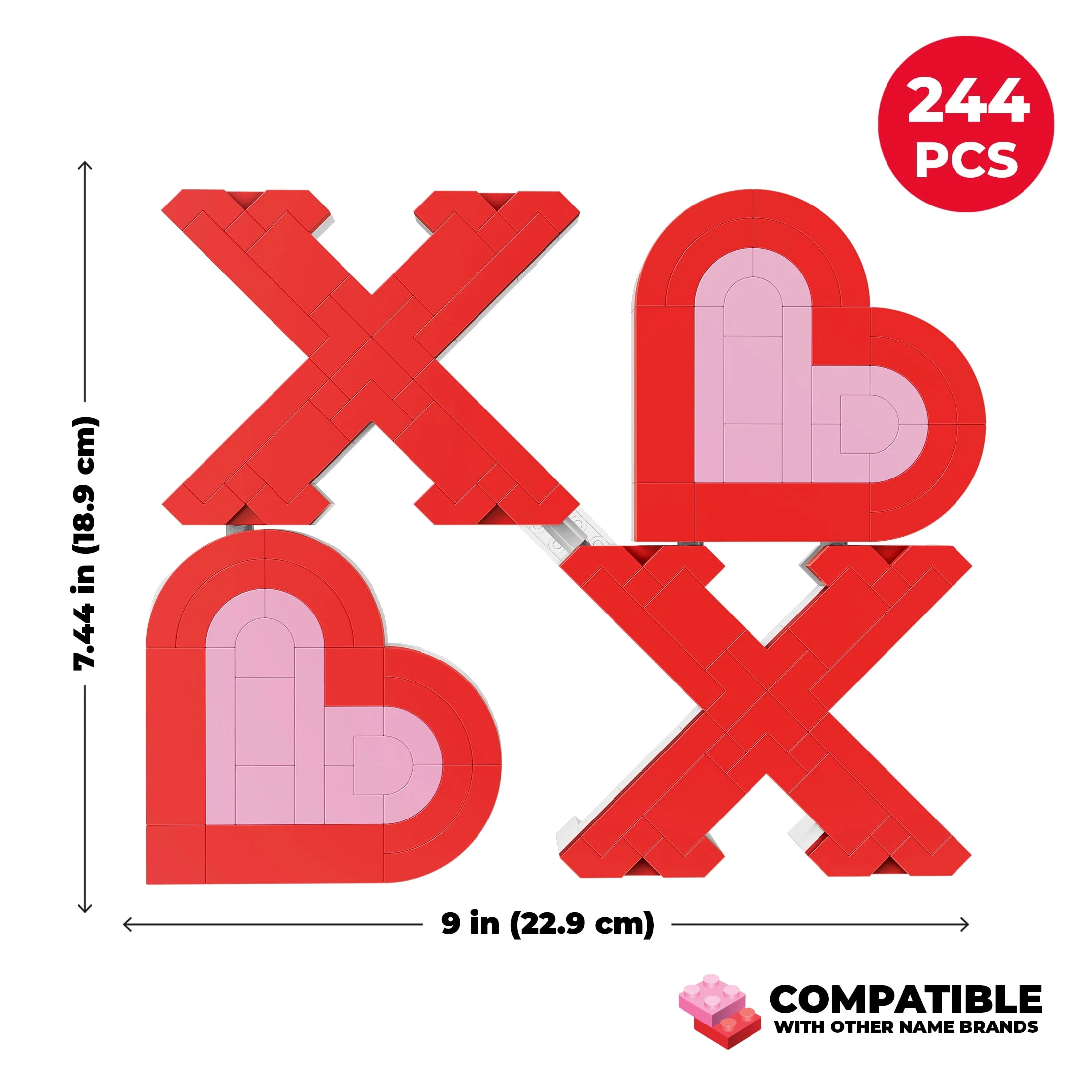 Brickcraft Bricktanicals XOXO Valentines Day Building Set, 244 Pieces, Red Heart Letter Display Decor, Romantic Construction Kit for Couples, Ages 8 and Up, 24L7 - Image 5
